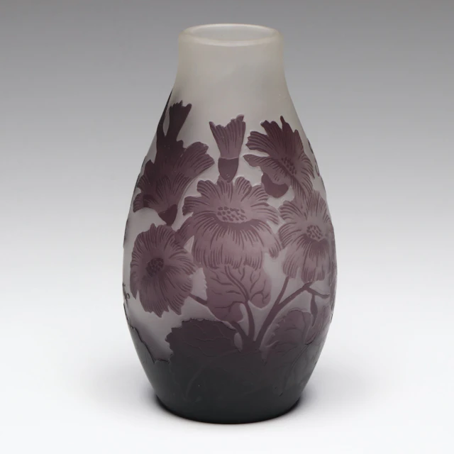 Tip Gallé Art Nouveau Style Reproduction Cameo Art Glass Vase, Late
