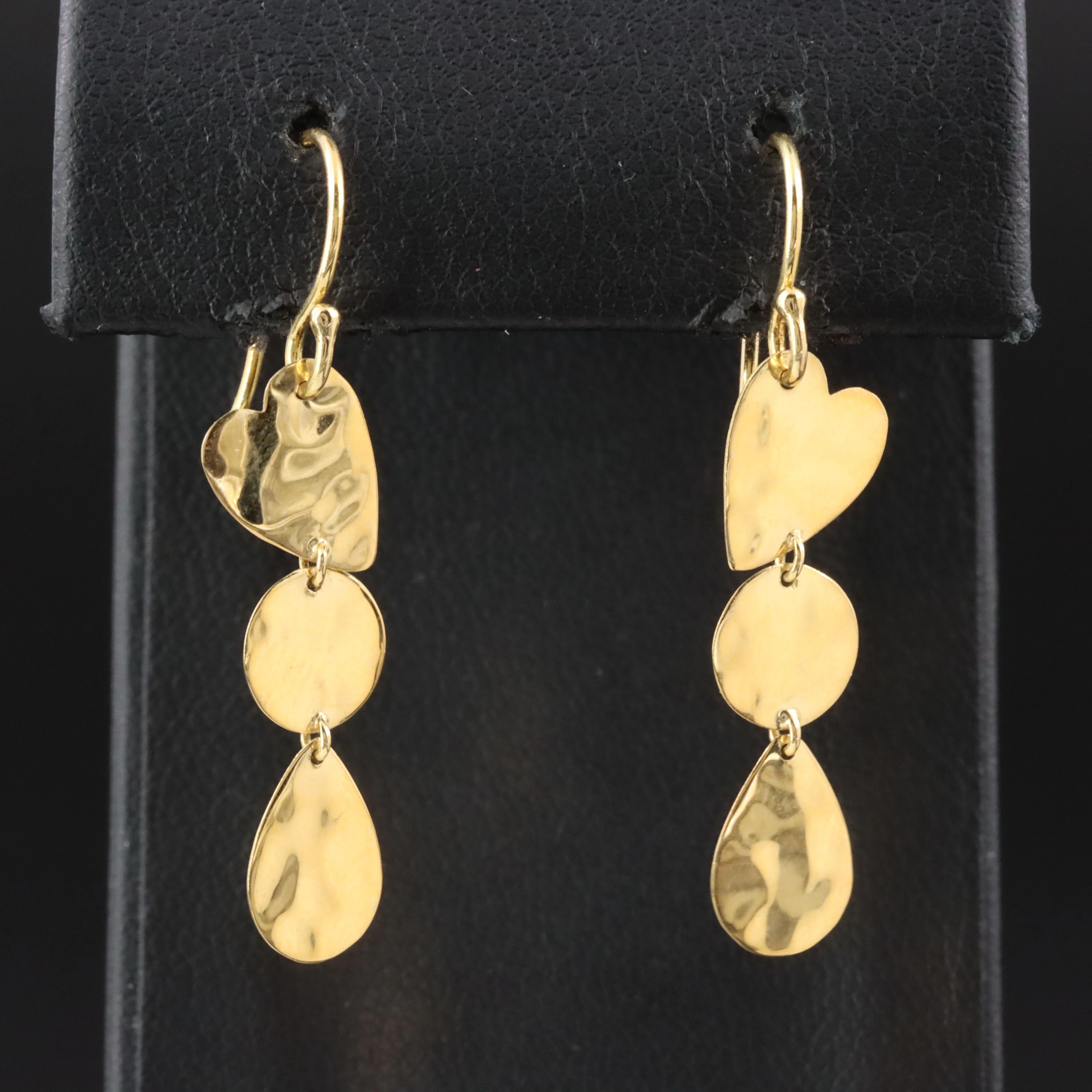 Ippolita 18K Classico Crinkle Heart Three Drop Earrings