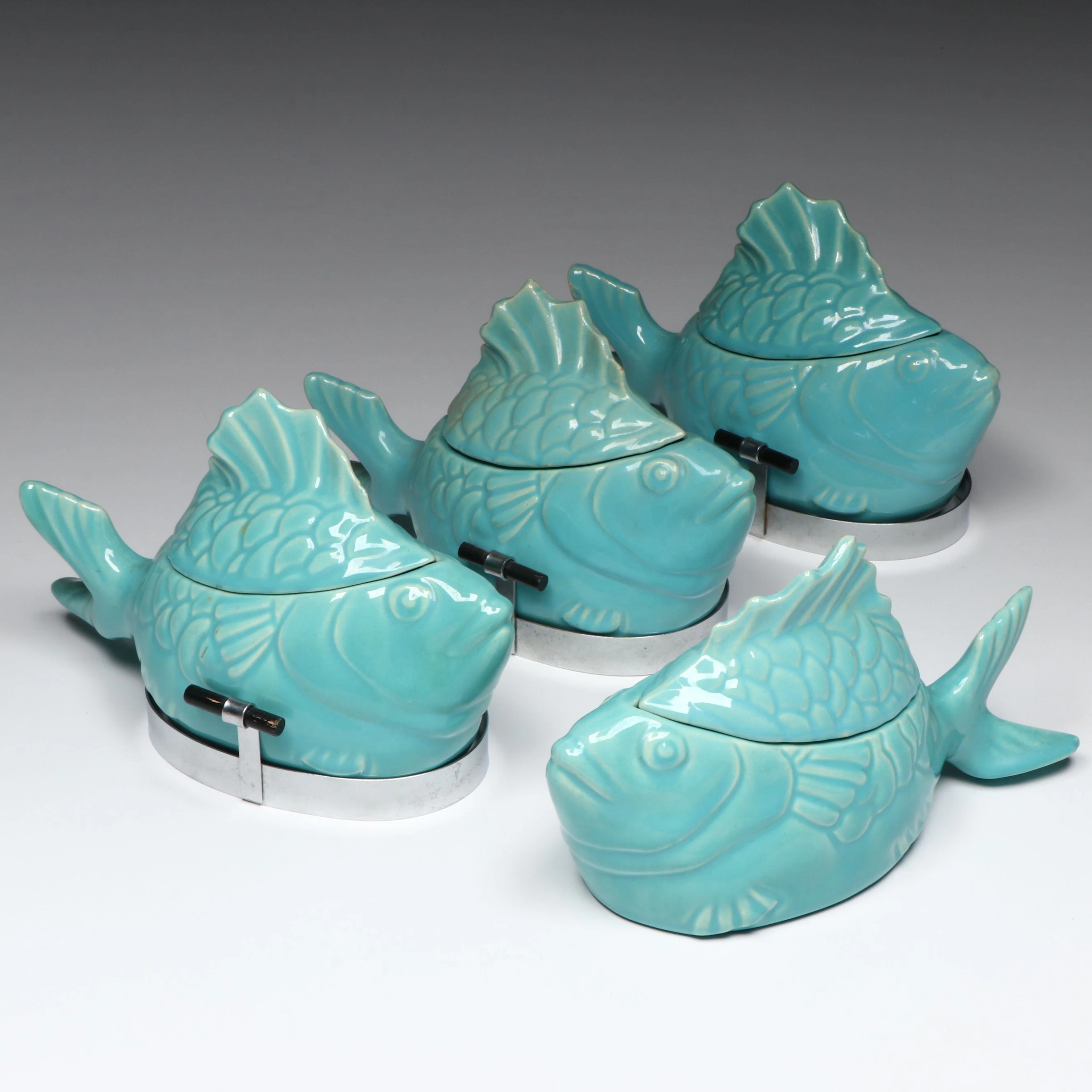 Chicken of the Sea Ceramic Tuna Fish Casserole Bakers, Mid to Late 20th Century
