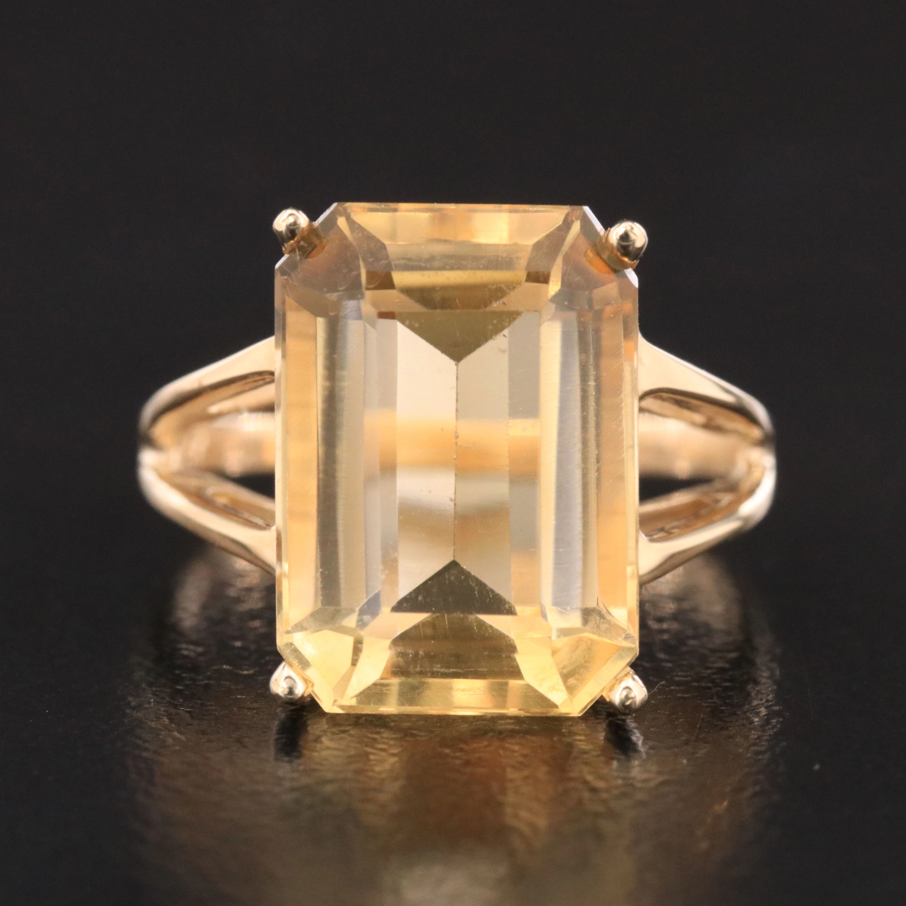 14K 7.35 CT Citrine Solitaire Ring