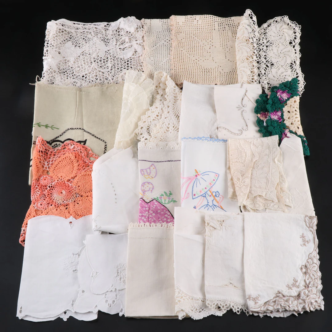 Guipure Lace, Cutwork, Crochet, and More Doilies, Vintage