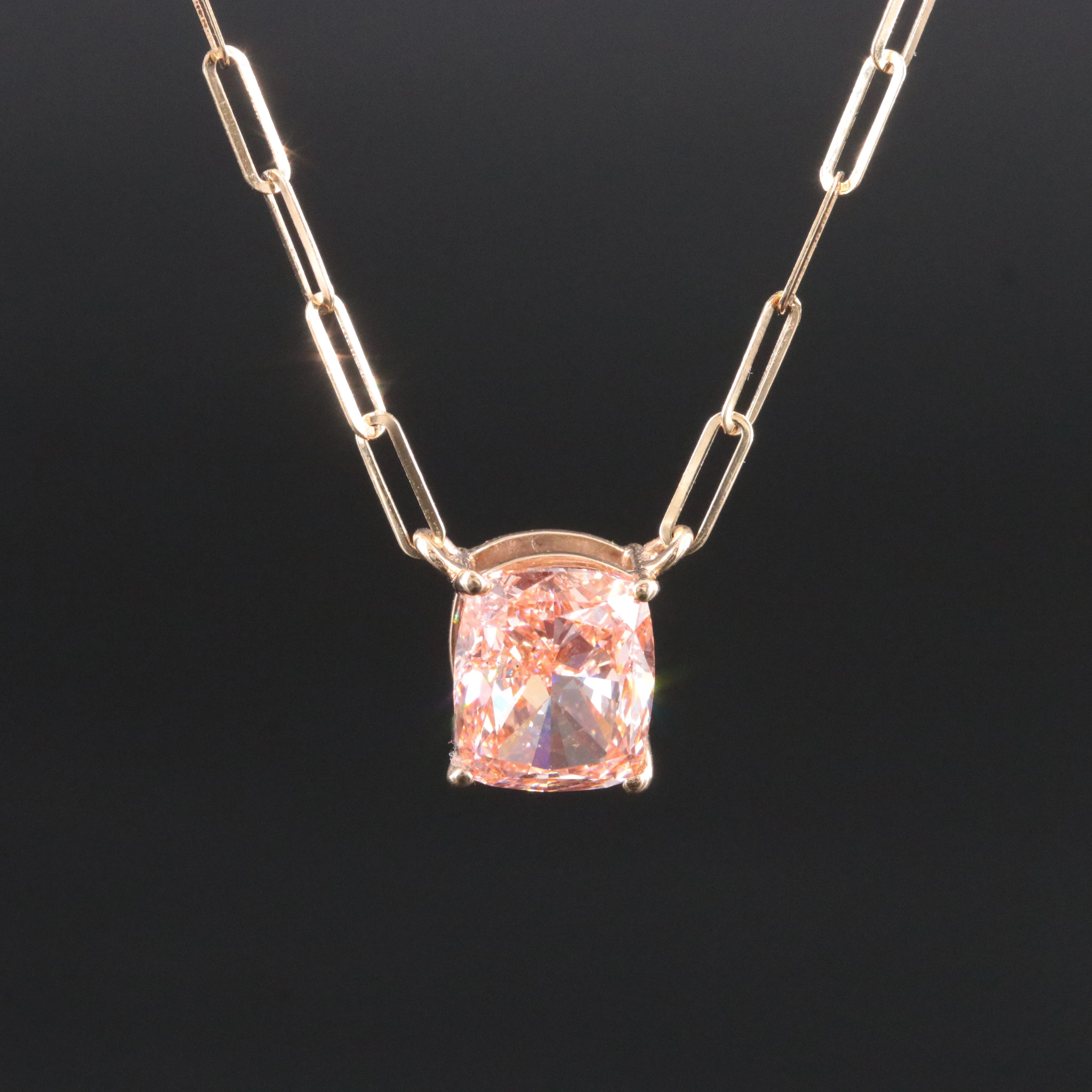 14K 3.01 CT Lab Grown Fancy Brownish Orange Diamond Necklace with IGI Report