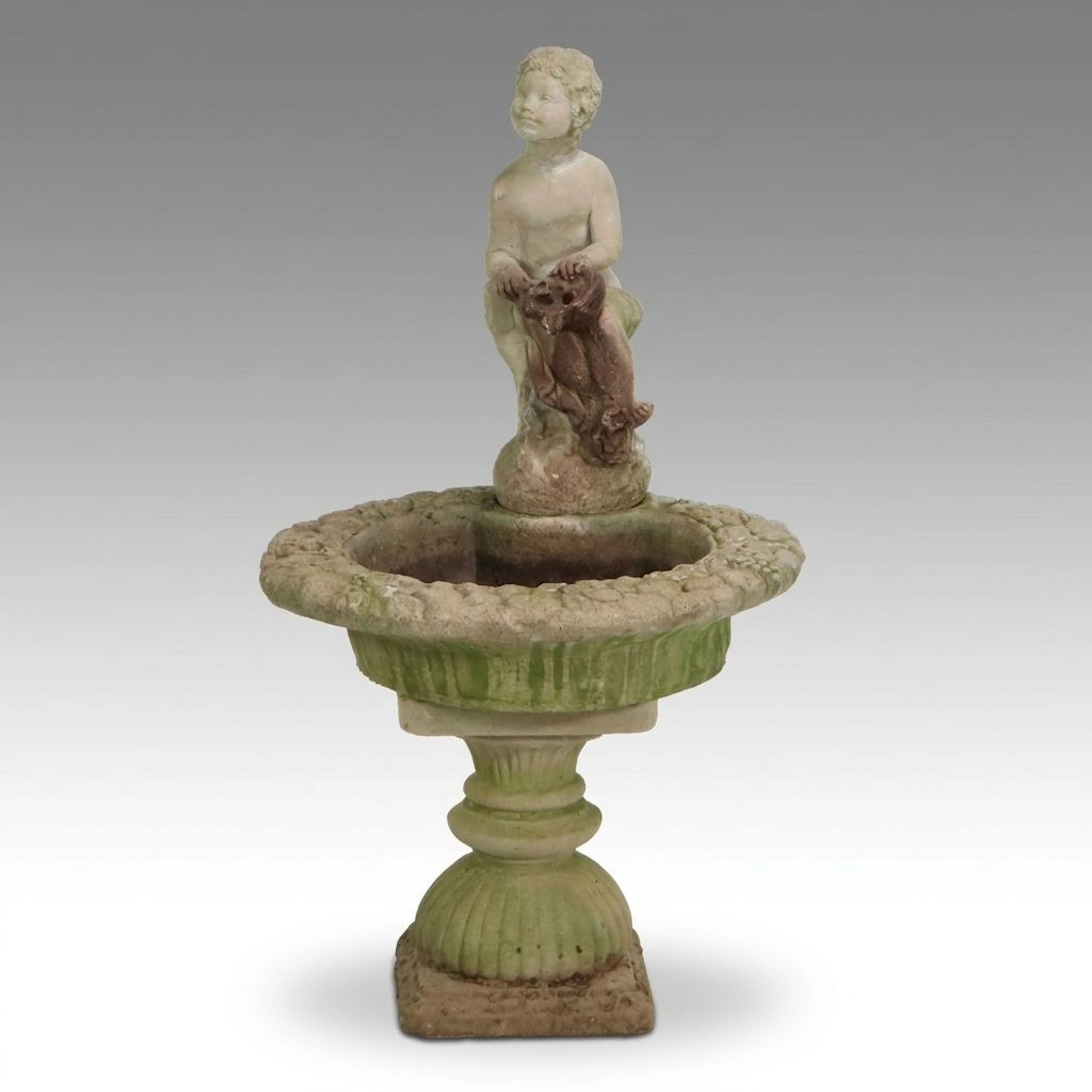 Rococo Style Concrete Garden Fountain with Putto