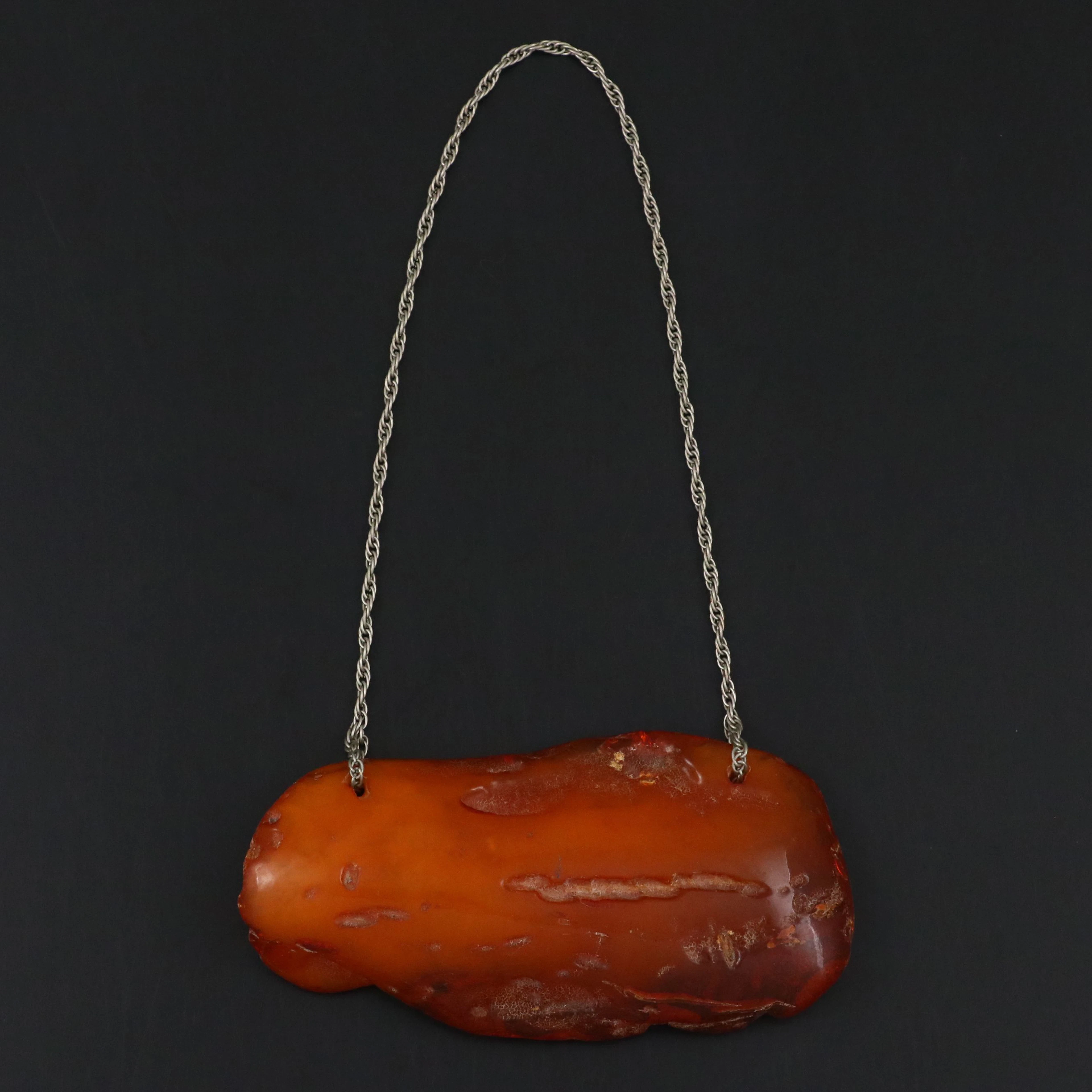 Chinese Amber Nodule Rope Chain Necklace