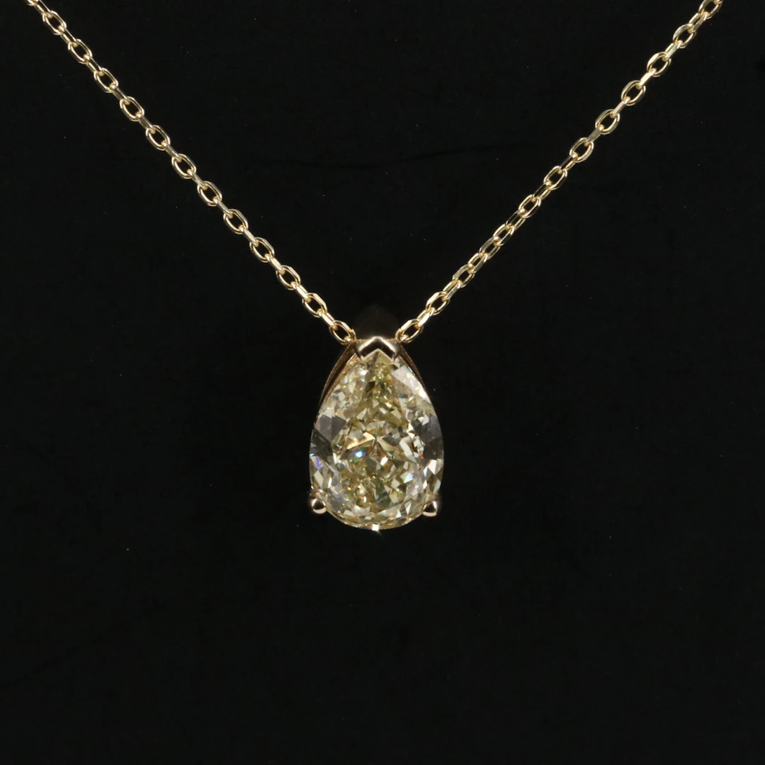 14K 1.53 CT Fancy Intense Yellow Lab Grown Diamond Necklace with IGI Report