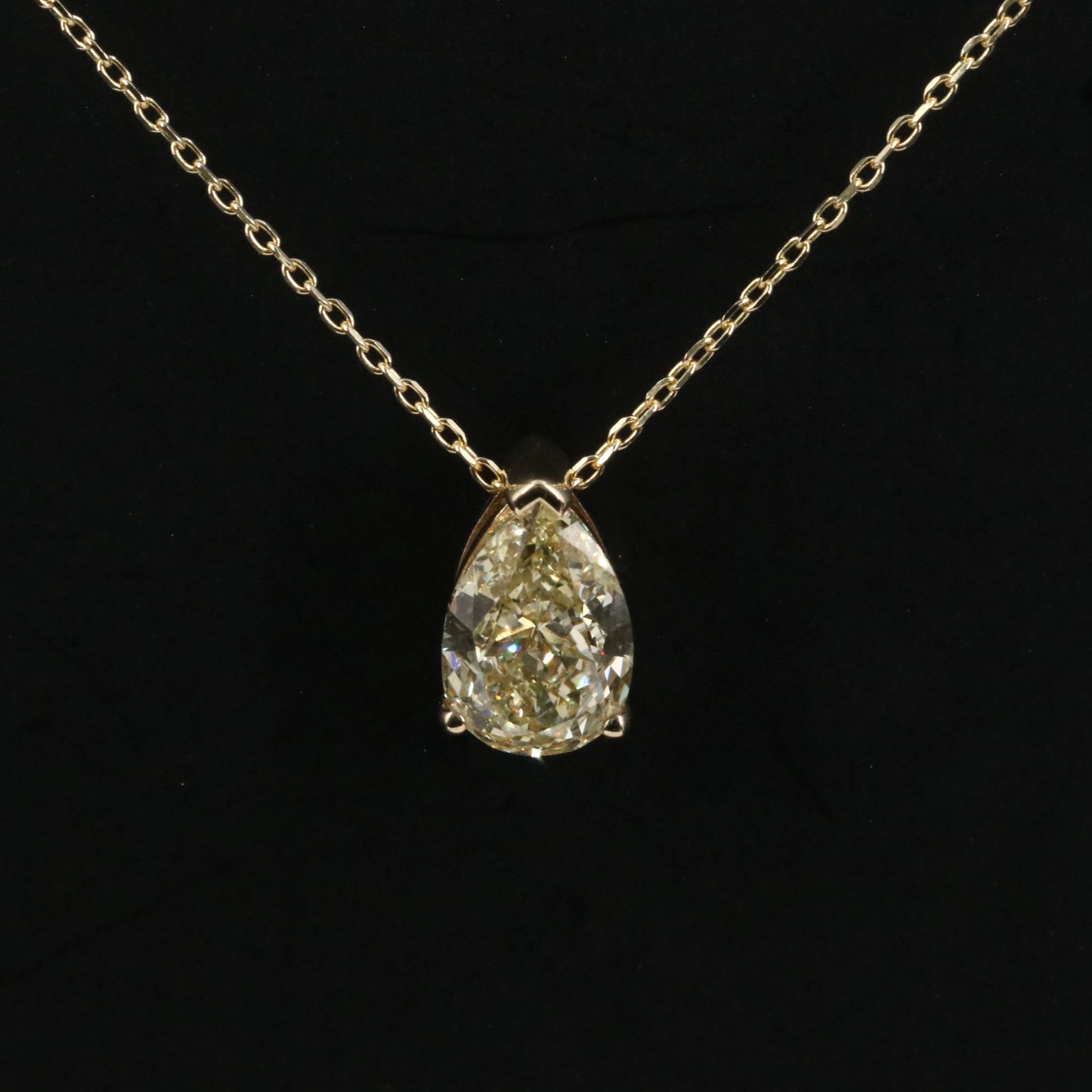 14K 1.53 CT Fancy Intense Yellow Lab Grown Diamond Necklace with IGI Report