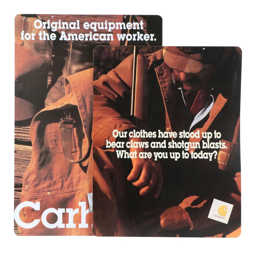 Carhartt Offset Lithograph Advertising Signs, Late 20th Century