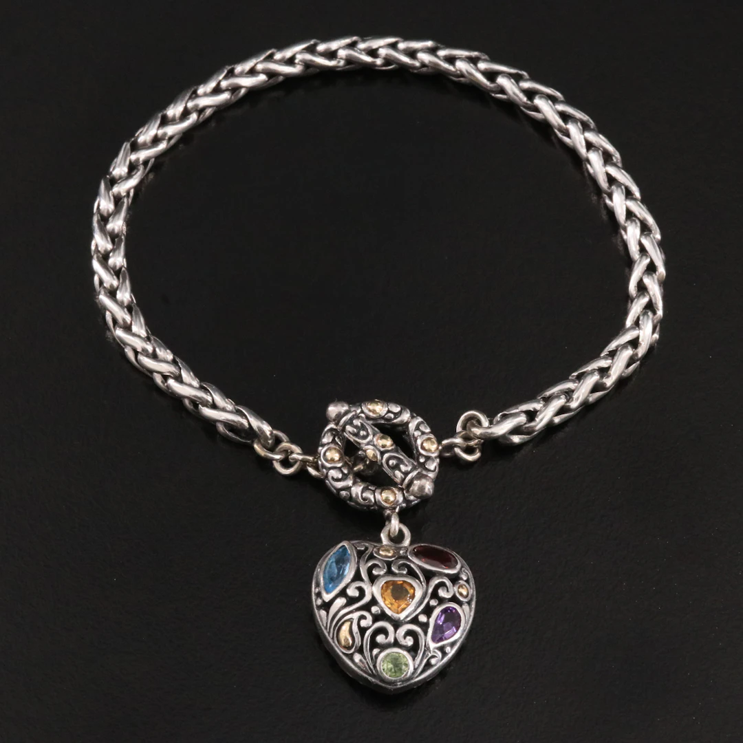 Samuel Benham Sterling Heart Bracelet with 18K Accents