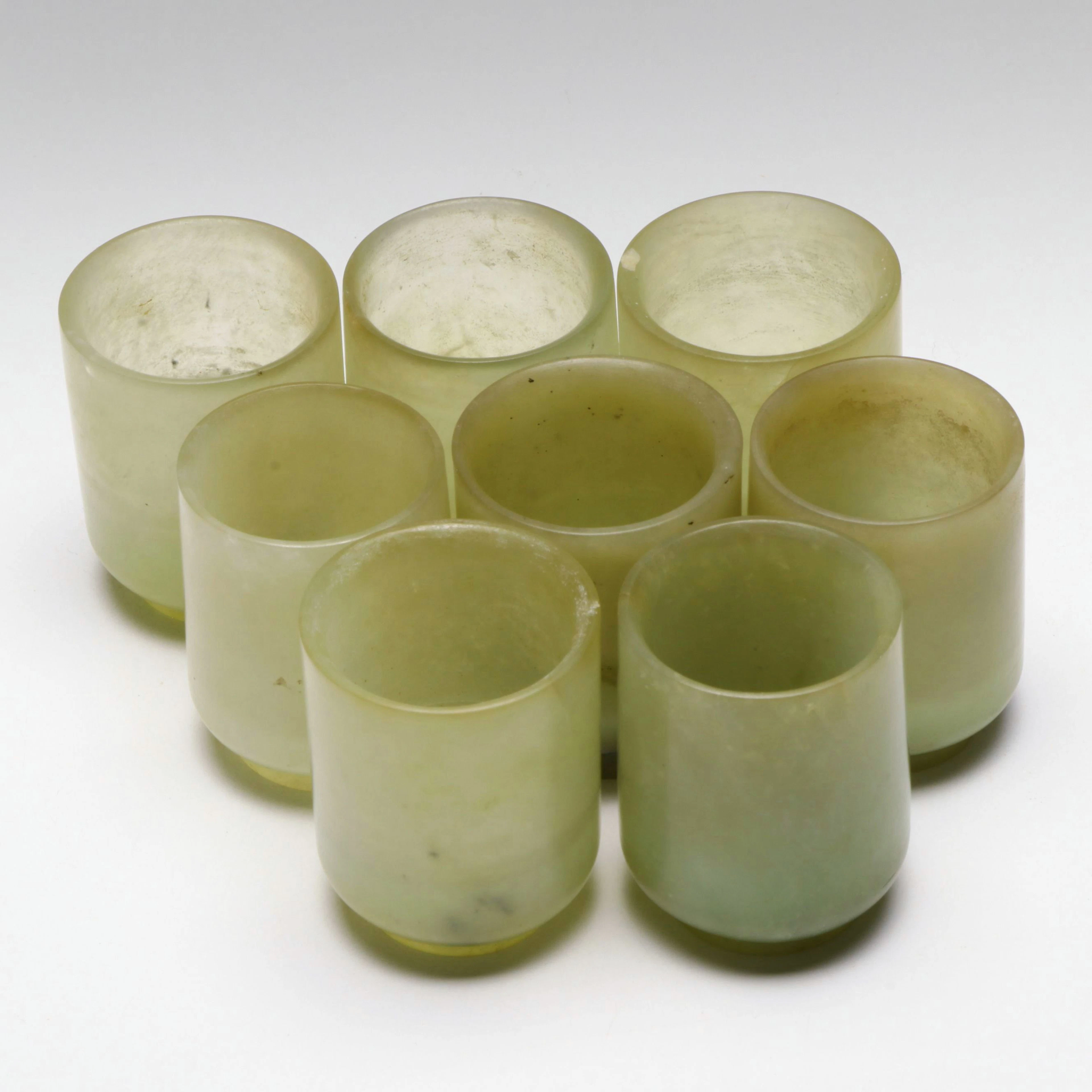 Set of Eight Serpentine Sake Cups