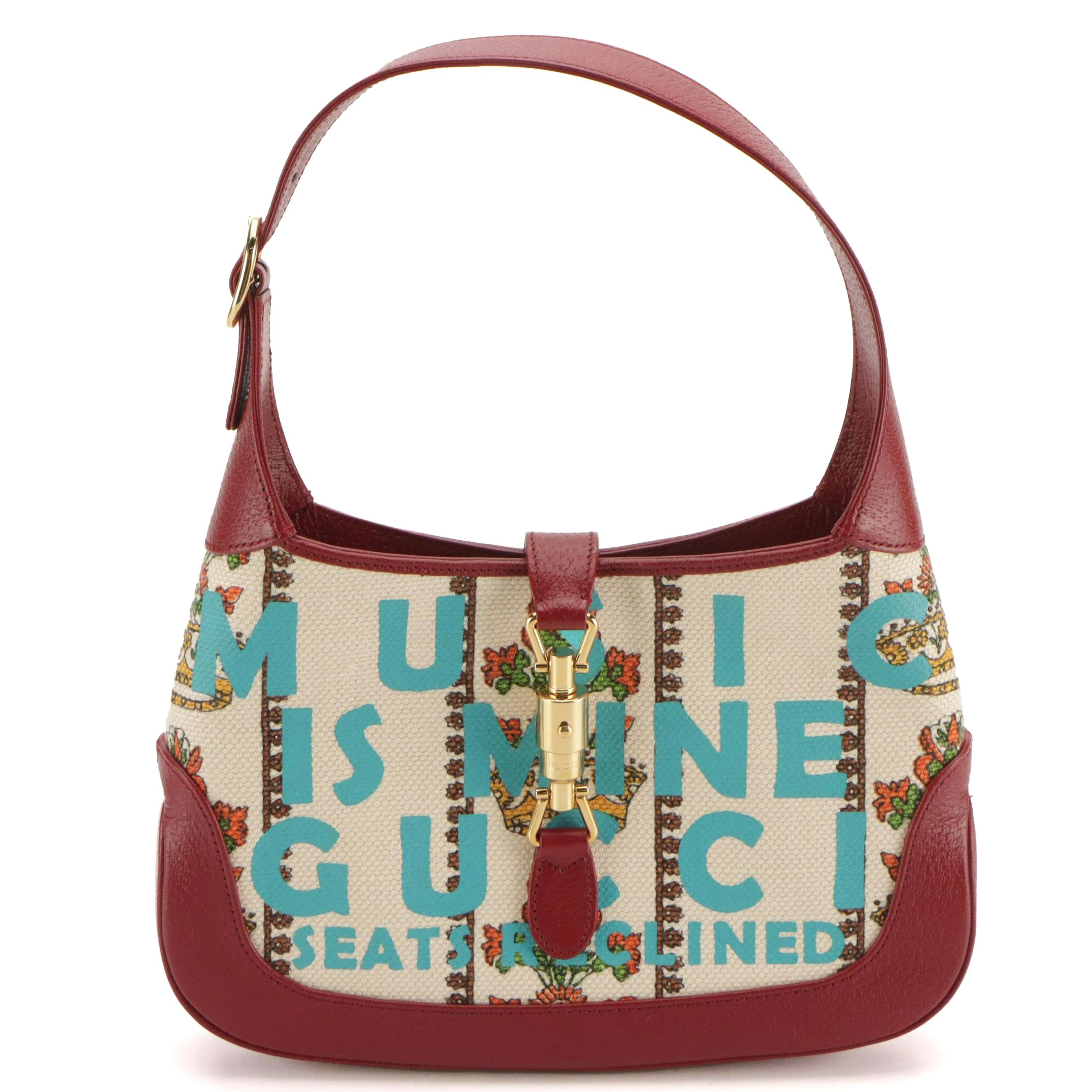 Gucci Jackie 1961 Limited Edition Music is Mine Canvas Bag with Red