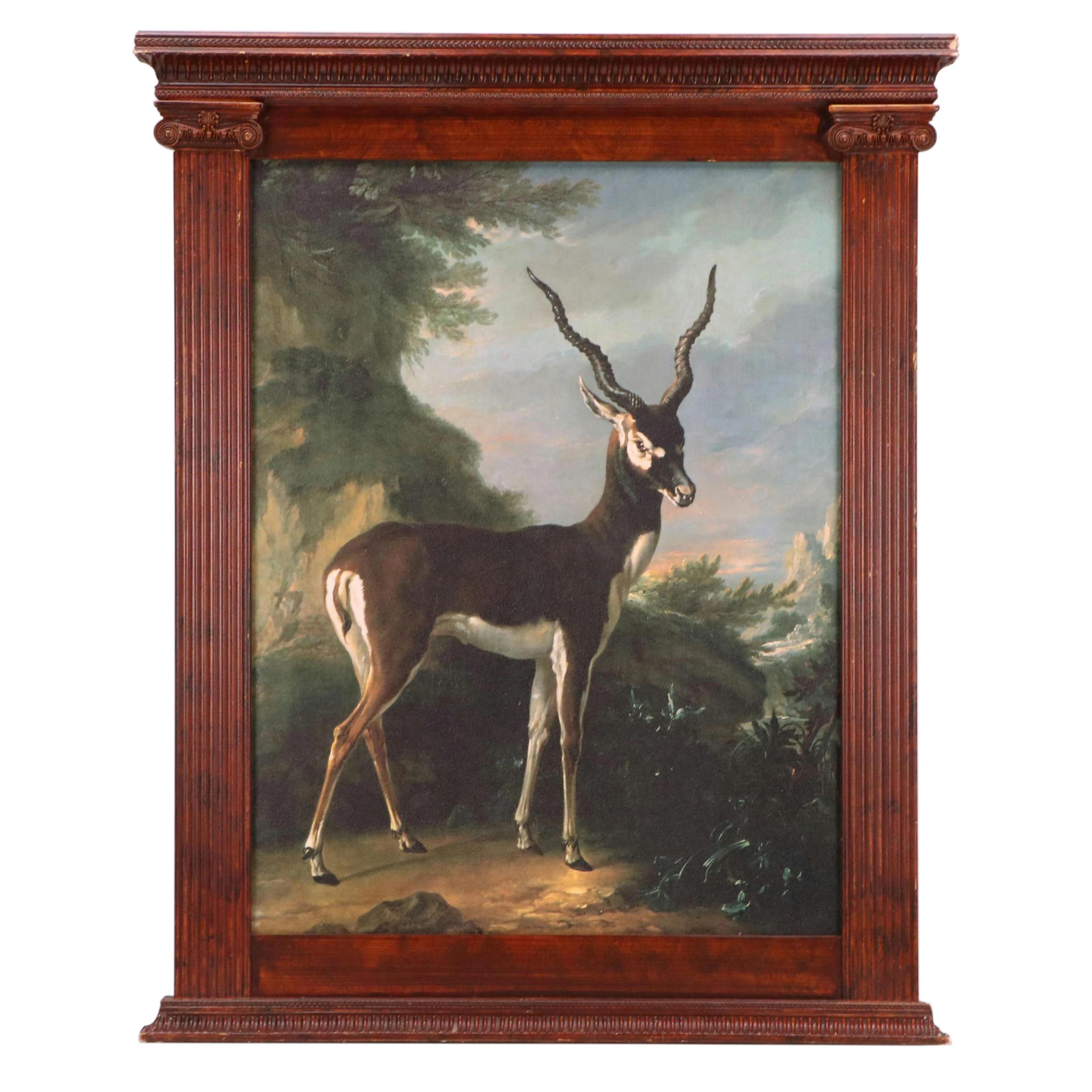 After Jean-Baptiste Oudry Offset Lithograph in Neoclassical Frame