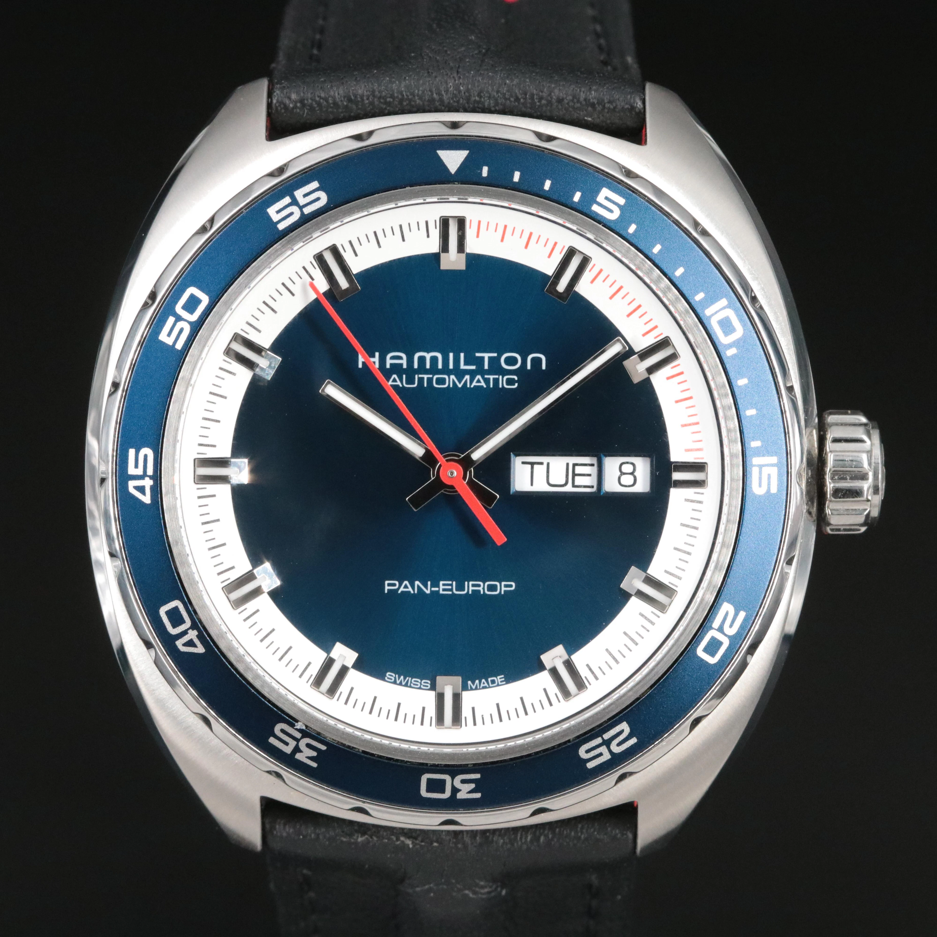 Hamilton Pan-Europe Day Date Blue Steel Automatic Watch