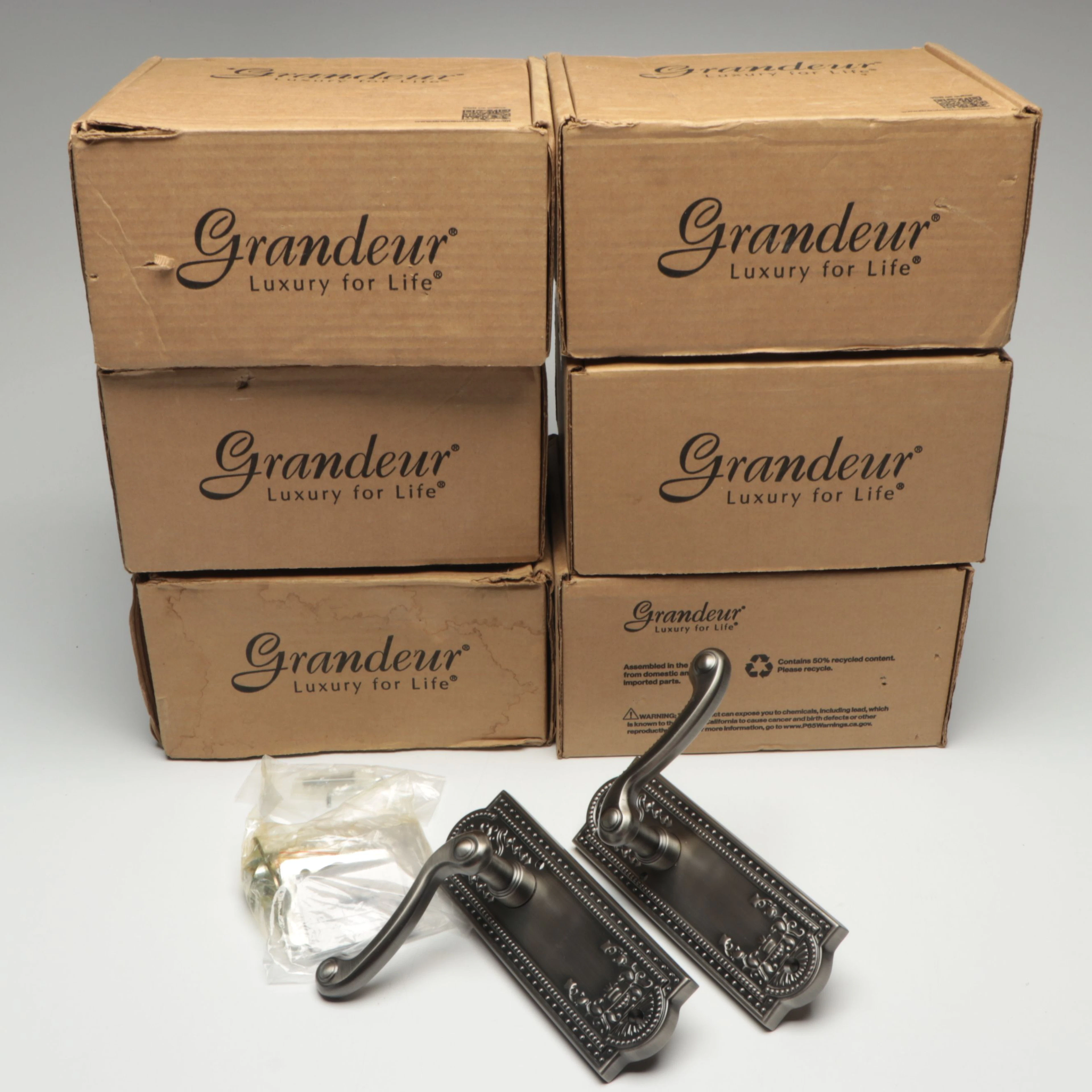 Grandeur "Parthenon" Antique Pewter Finish Door Handles