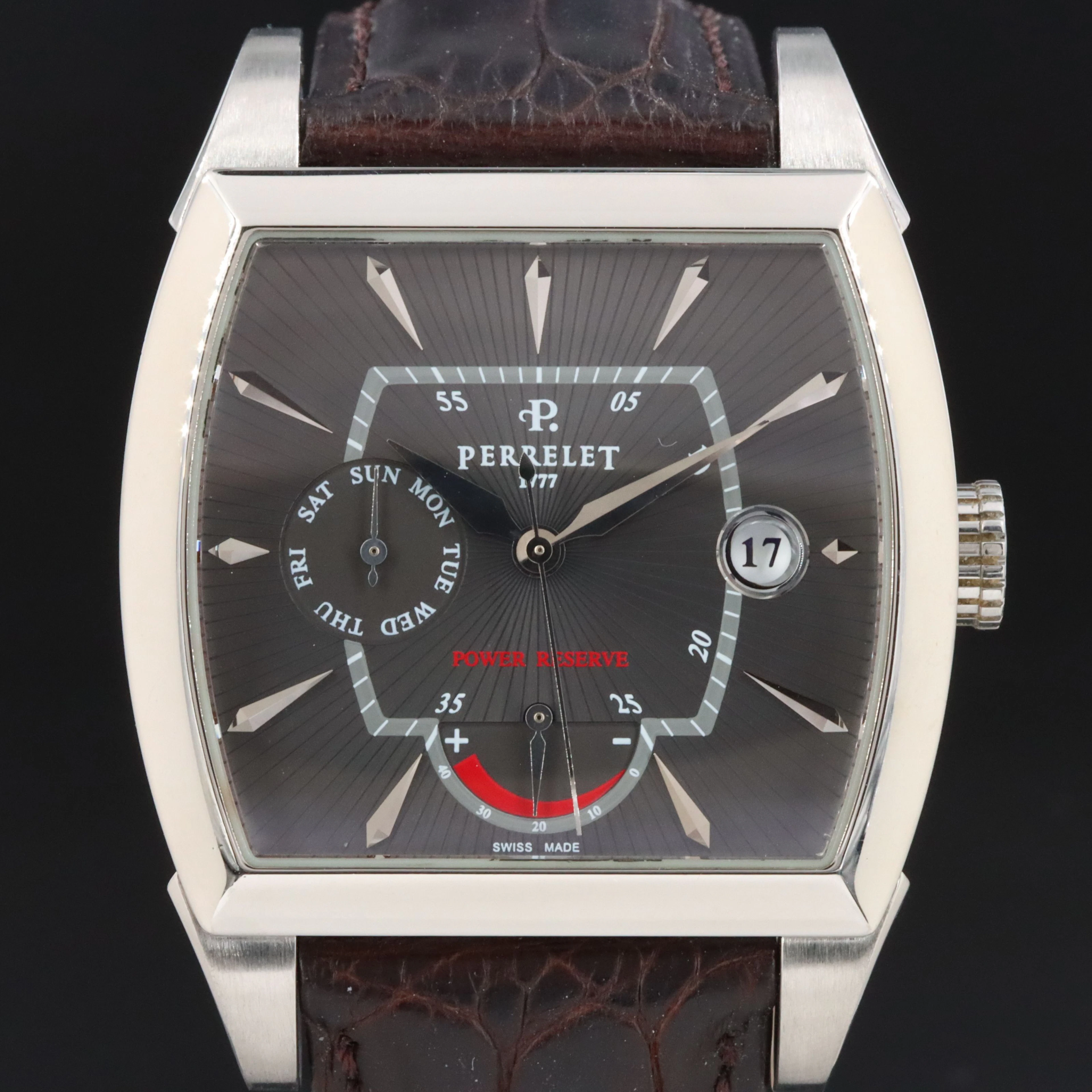 Perrelet Day-Date Power Reserve 38mm Automatic Watch A1021