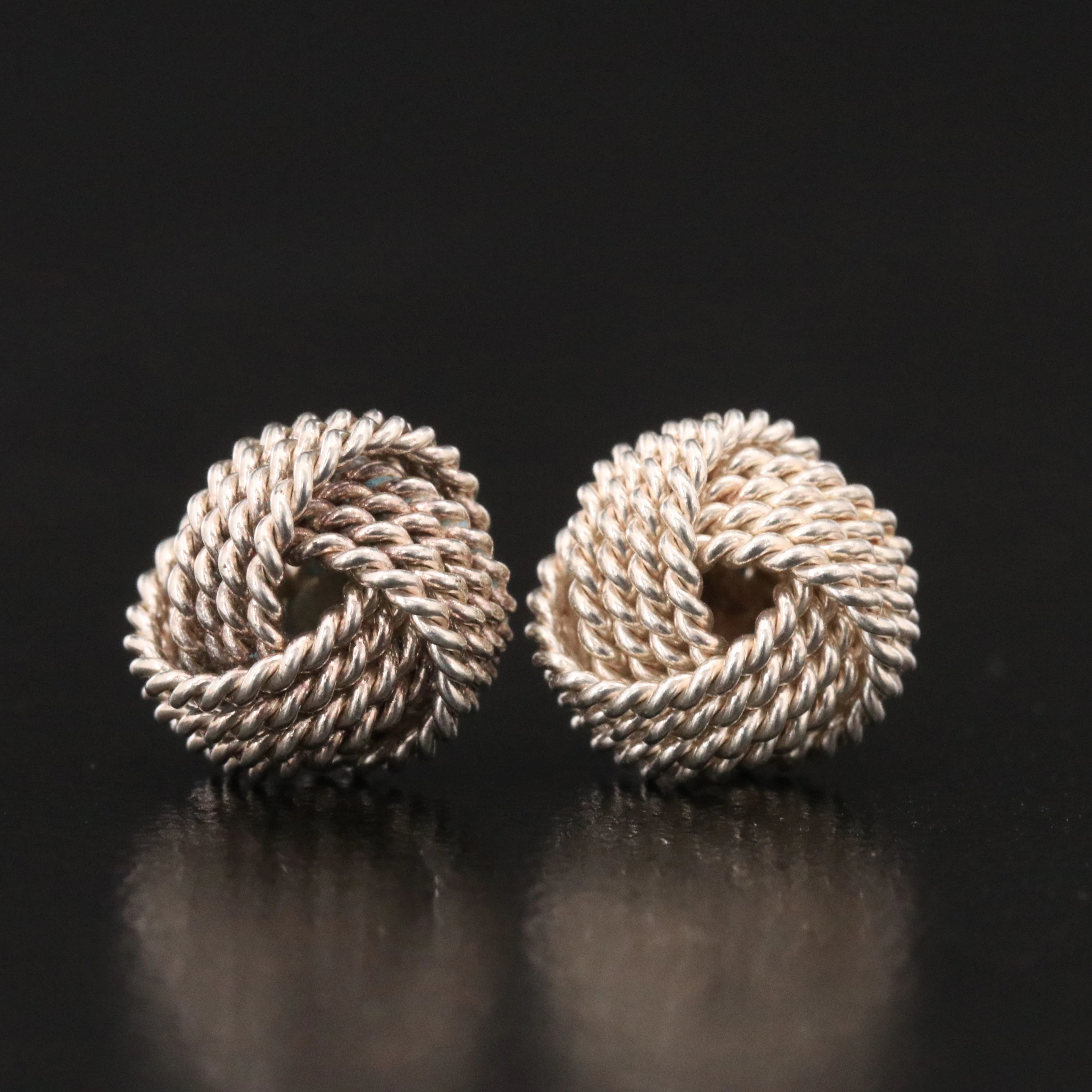 Tiffany & Co. Sterling Twist Knot Mesh Earrings