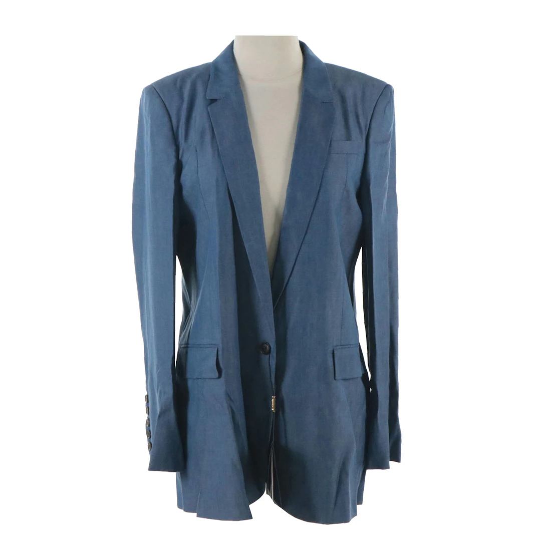 Gucci Single-Breasted Blazer in Blue Silk Blend, With Tags