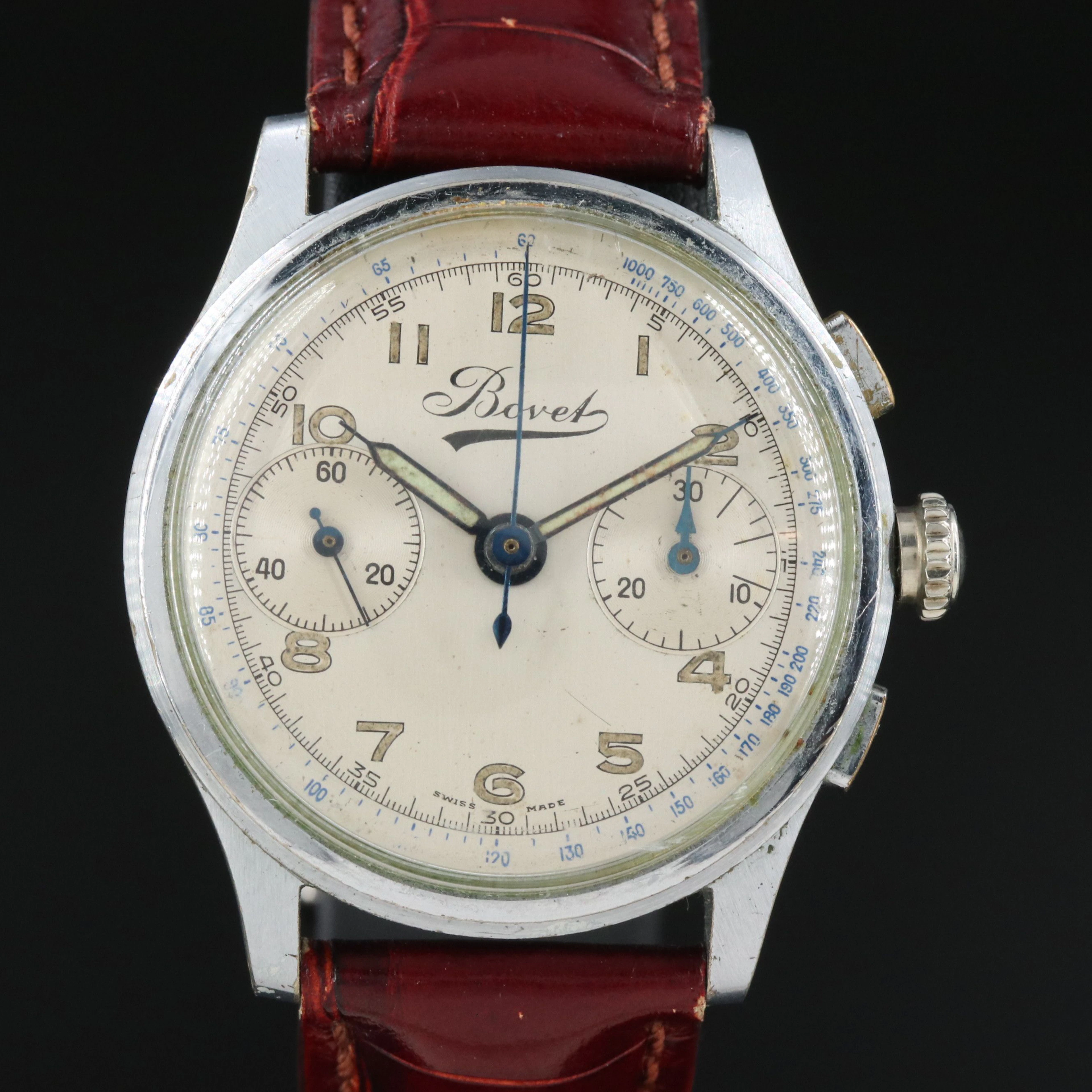 Swiss Bovet Manual Wind Chronograph Watch