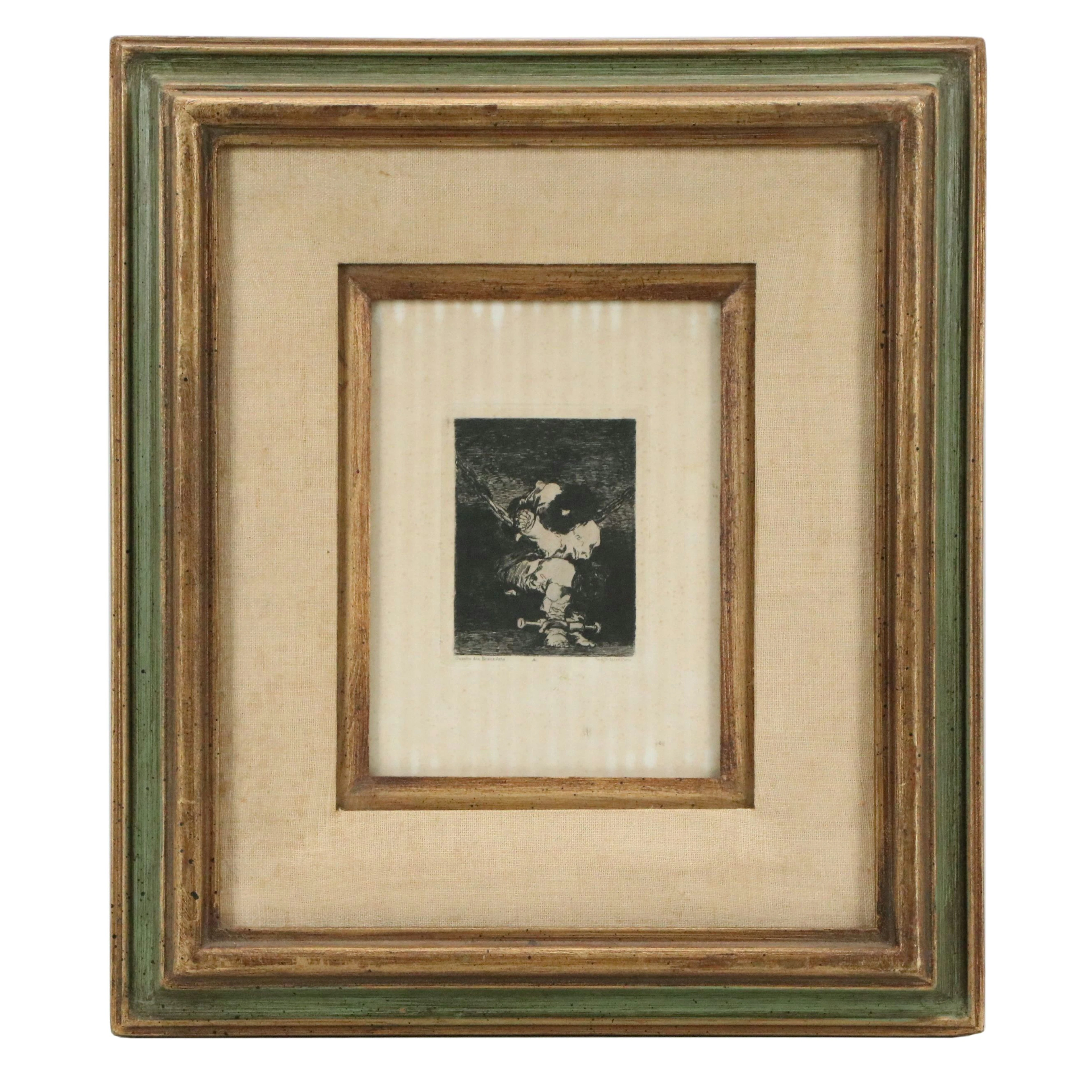 Etching After Francisco de Goya "The Little Prisoner," 19th Century
