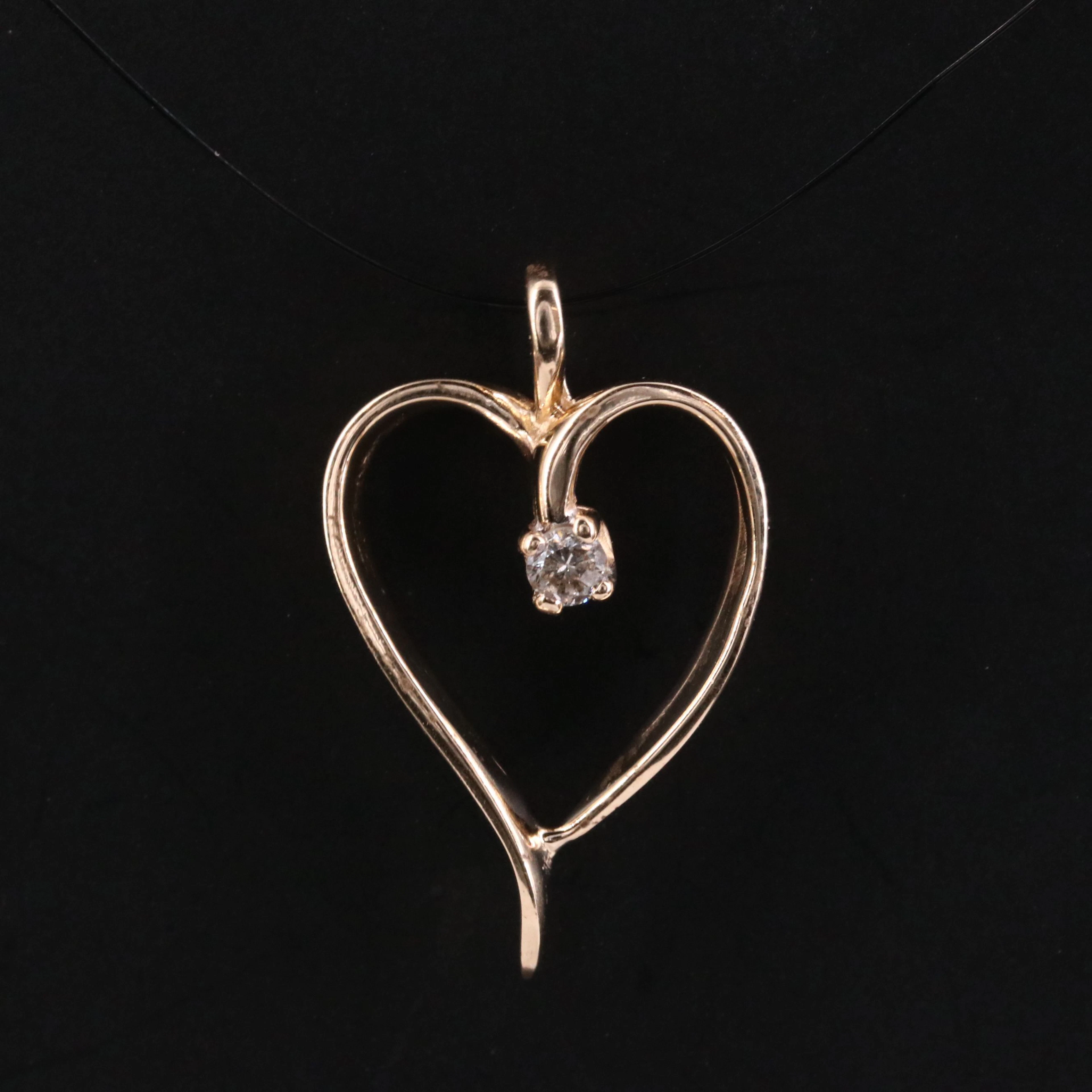 14K 0.06 CT Diamond Heart Pendant