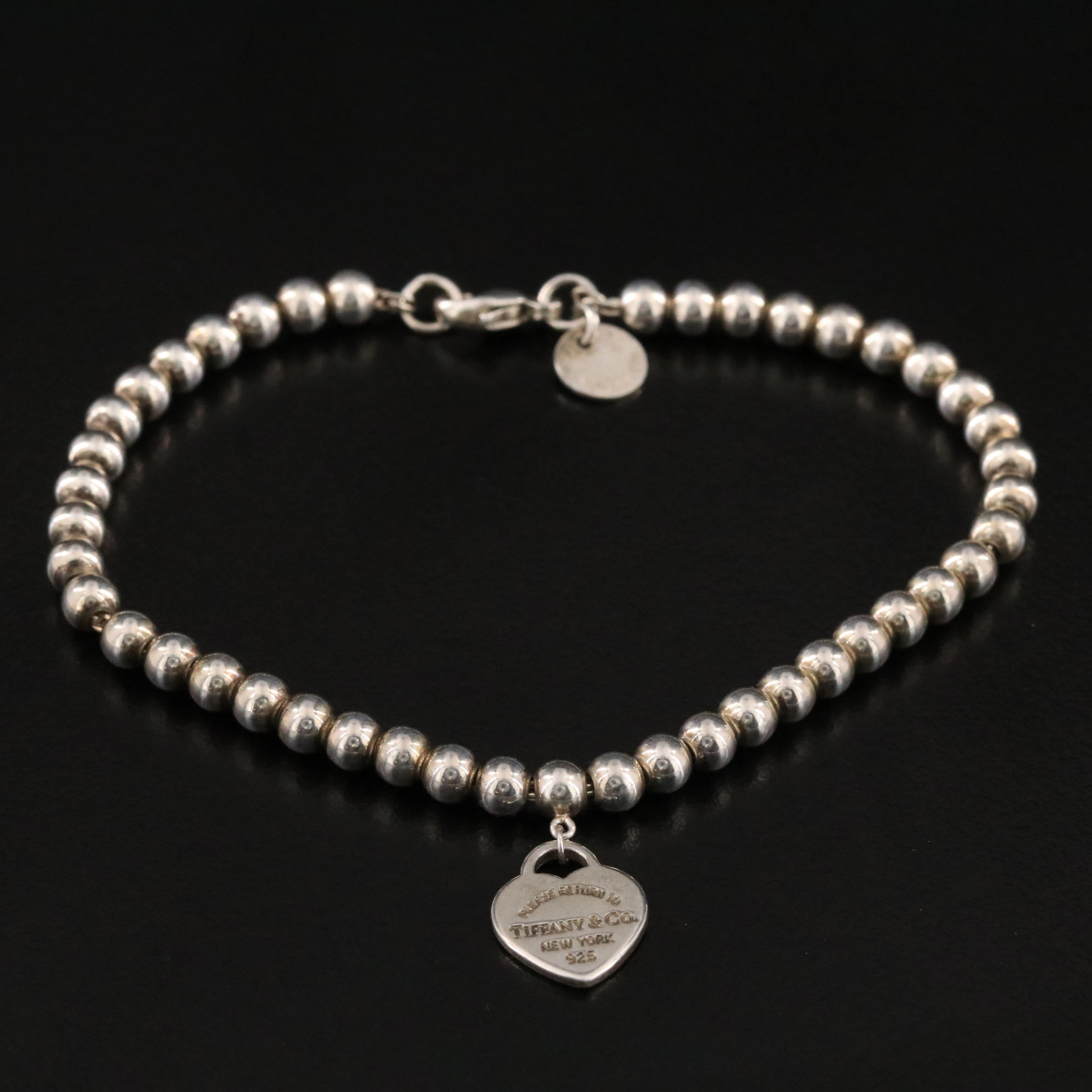 Tiffany & Co. Return to Tiffany Sterling and Enamel Heart Beaded Bracelet