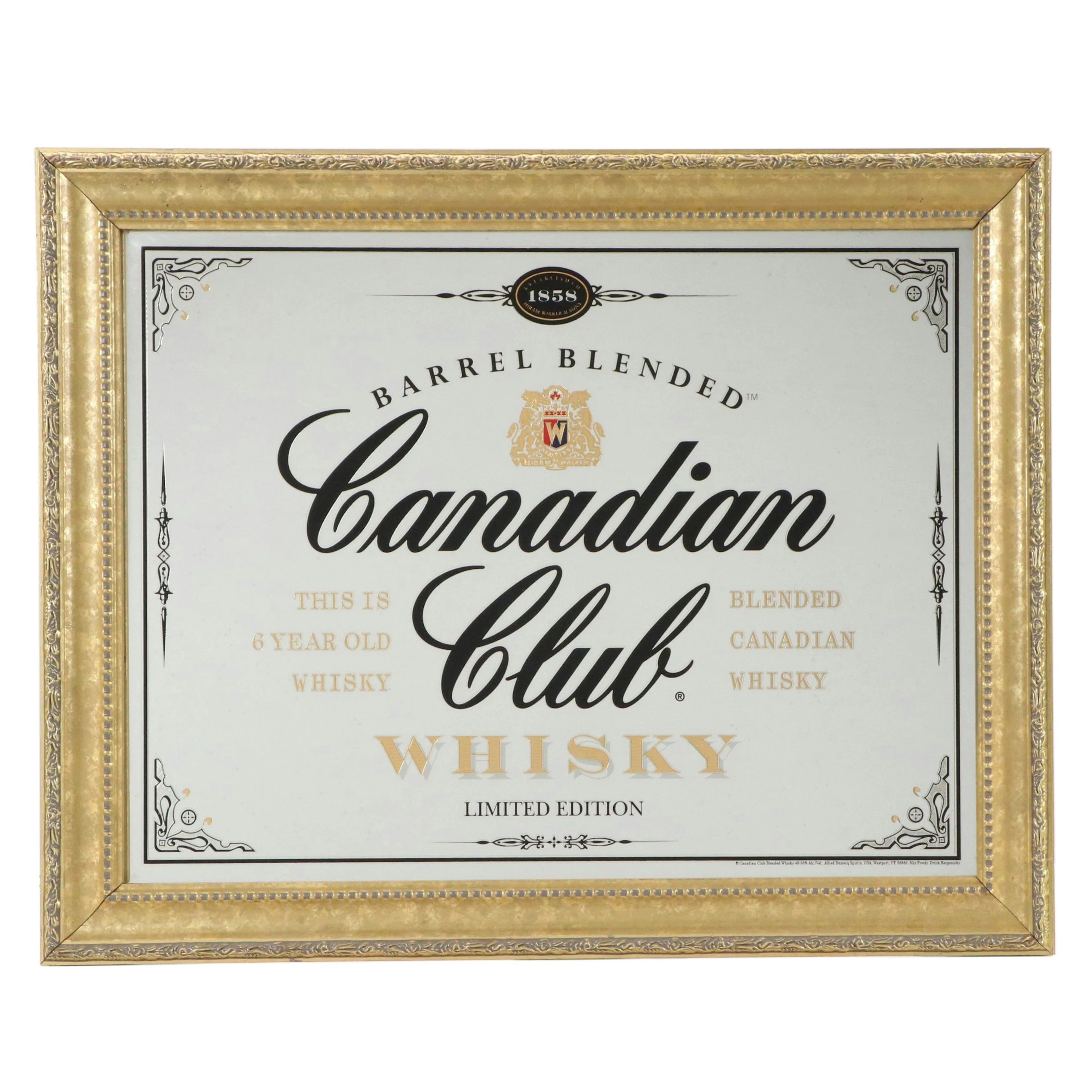 Canadian Club Whisky Novelty Mirror, 20th Century