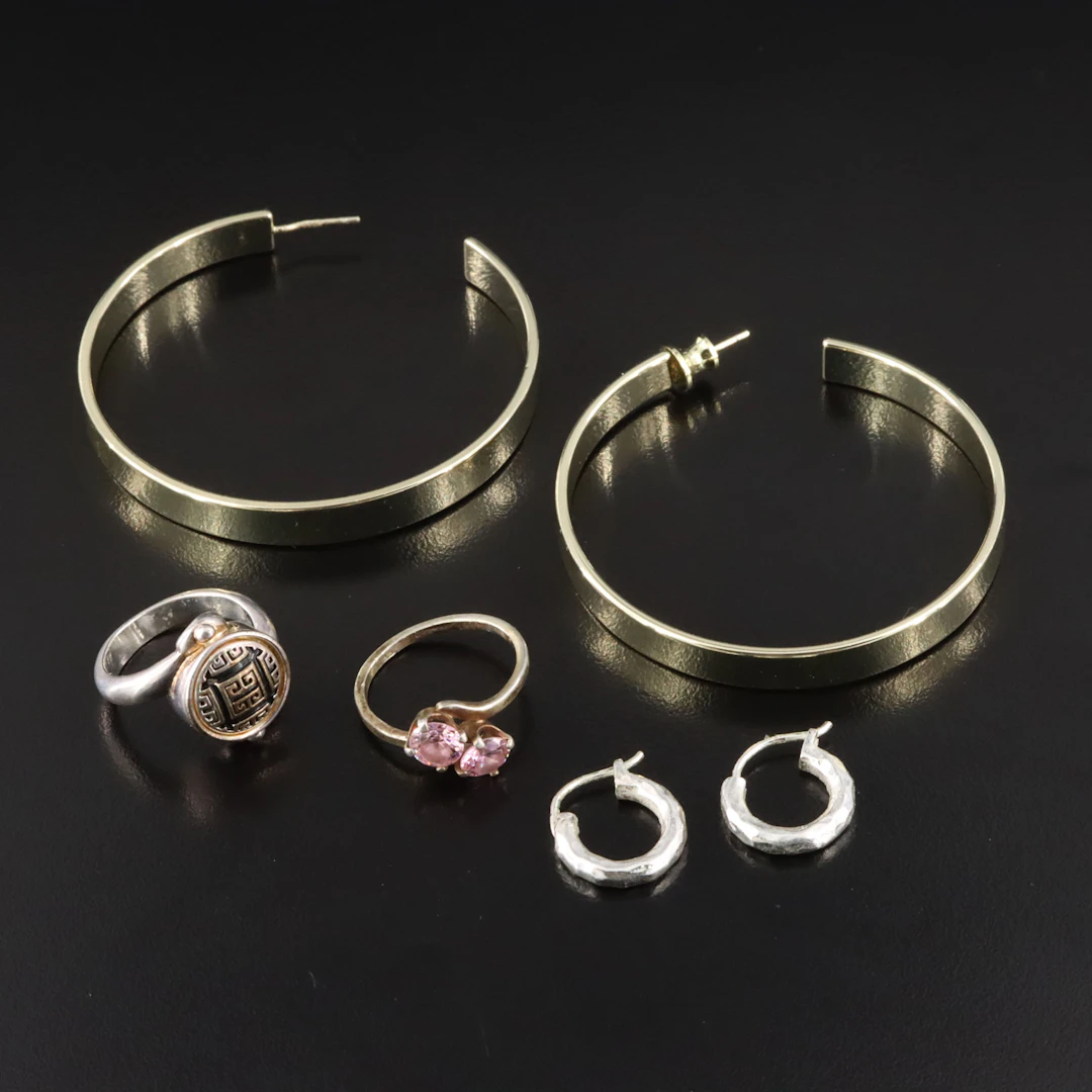 Hoop Earrings, Meander and Bypass Rings