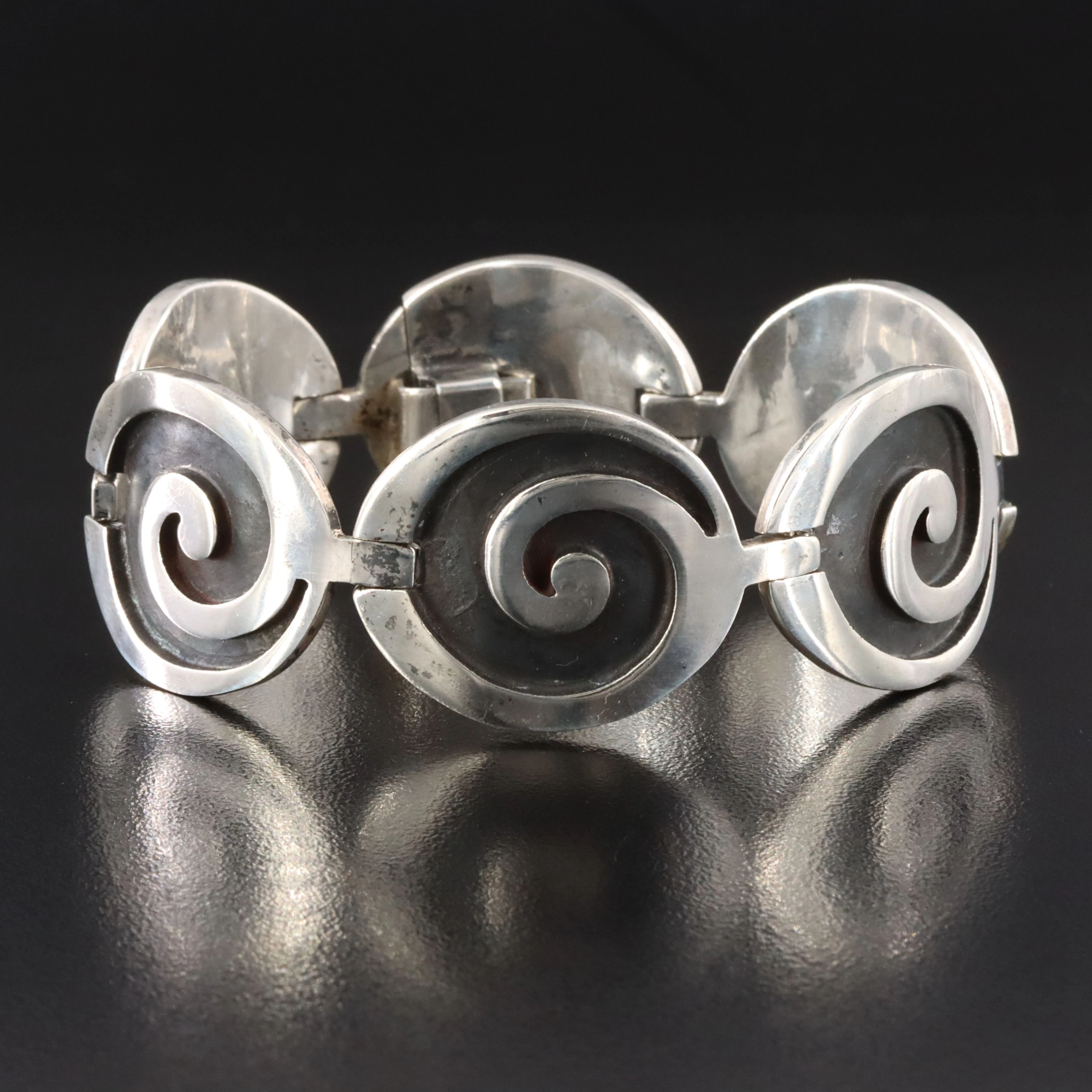 Vintage Taxco Mexican Sterling Spiral Link Bracelet