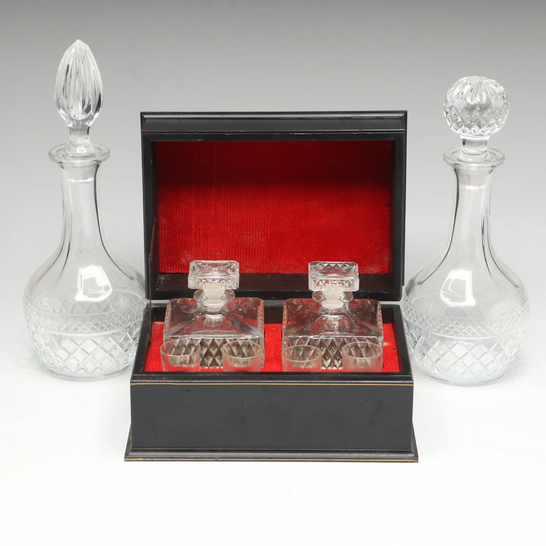 Vintage Old World Style Crystal Decanter Set in Box