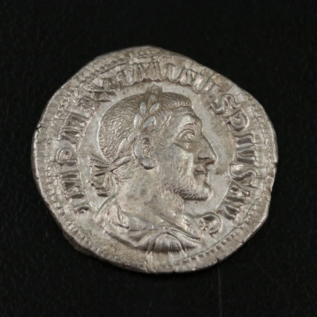 Ancient Roman Imperial AR Denarius Coin of Maximinus I, ca. 235 A.D.
