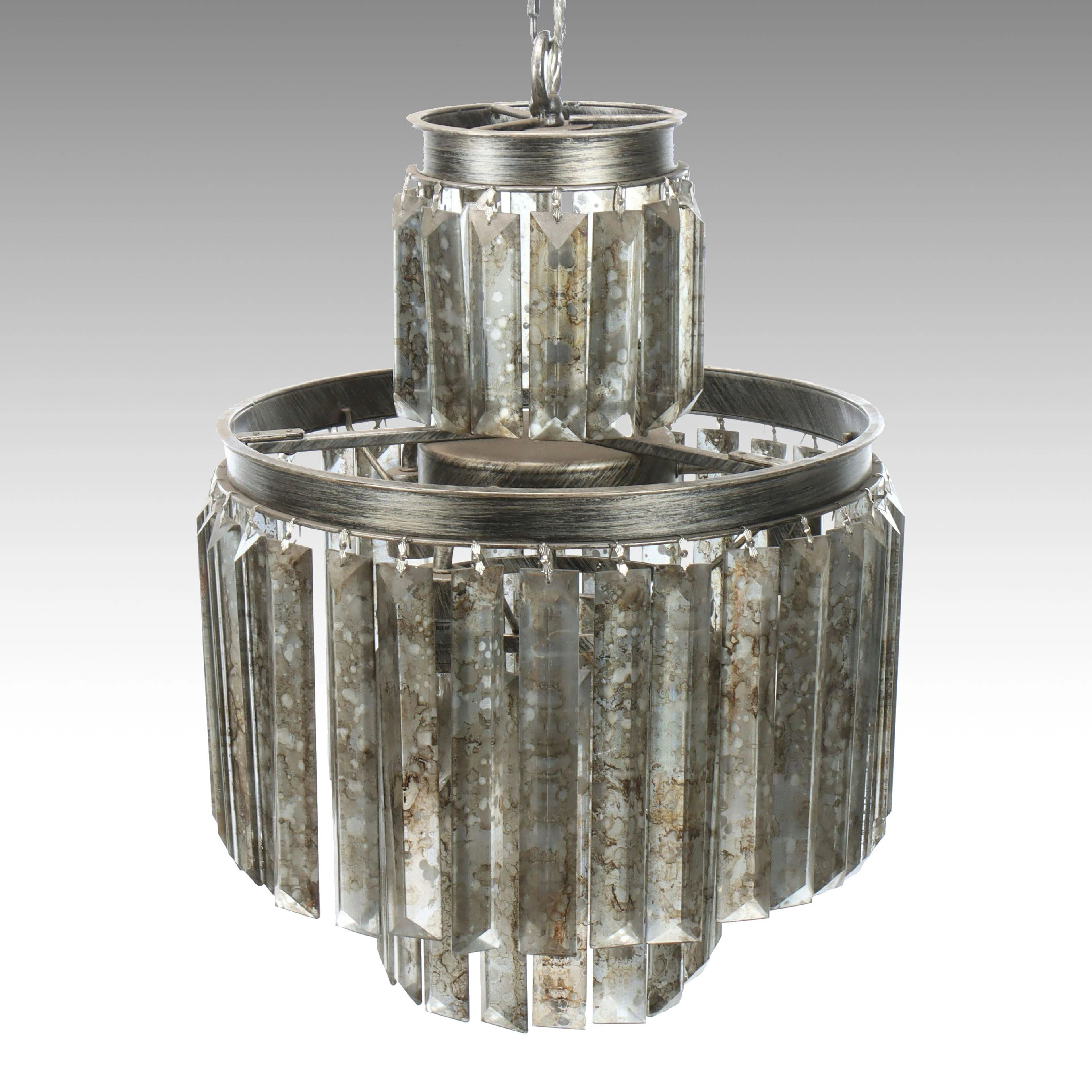 Champagne Gilt Finish Wedding Cake Style Glass Chandelier, 21st Century
