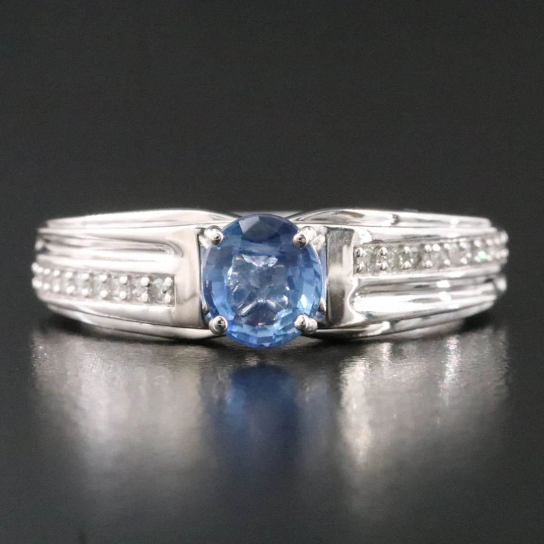 14K Unheated 1.03 CT Sapphire and Diamond Ring with IGI Report
