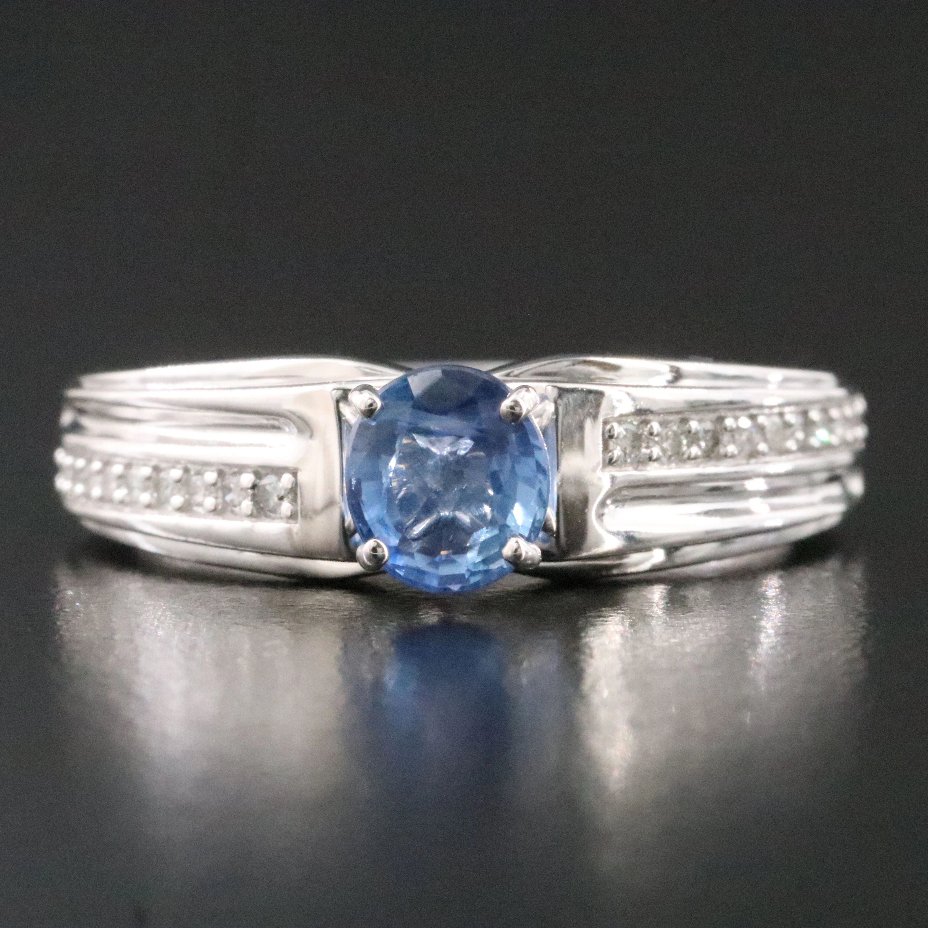 14K Unheated 1.03 CT Sapphire and Diamond Ring with IGI Report