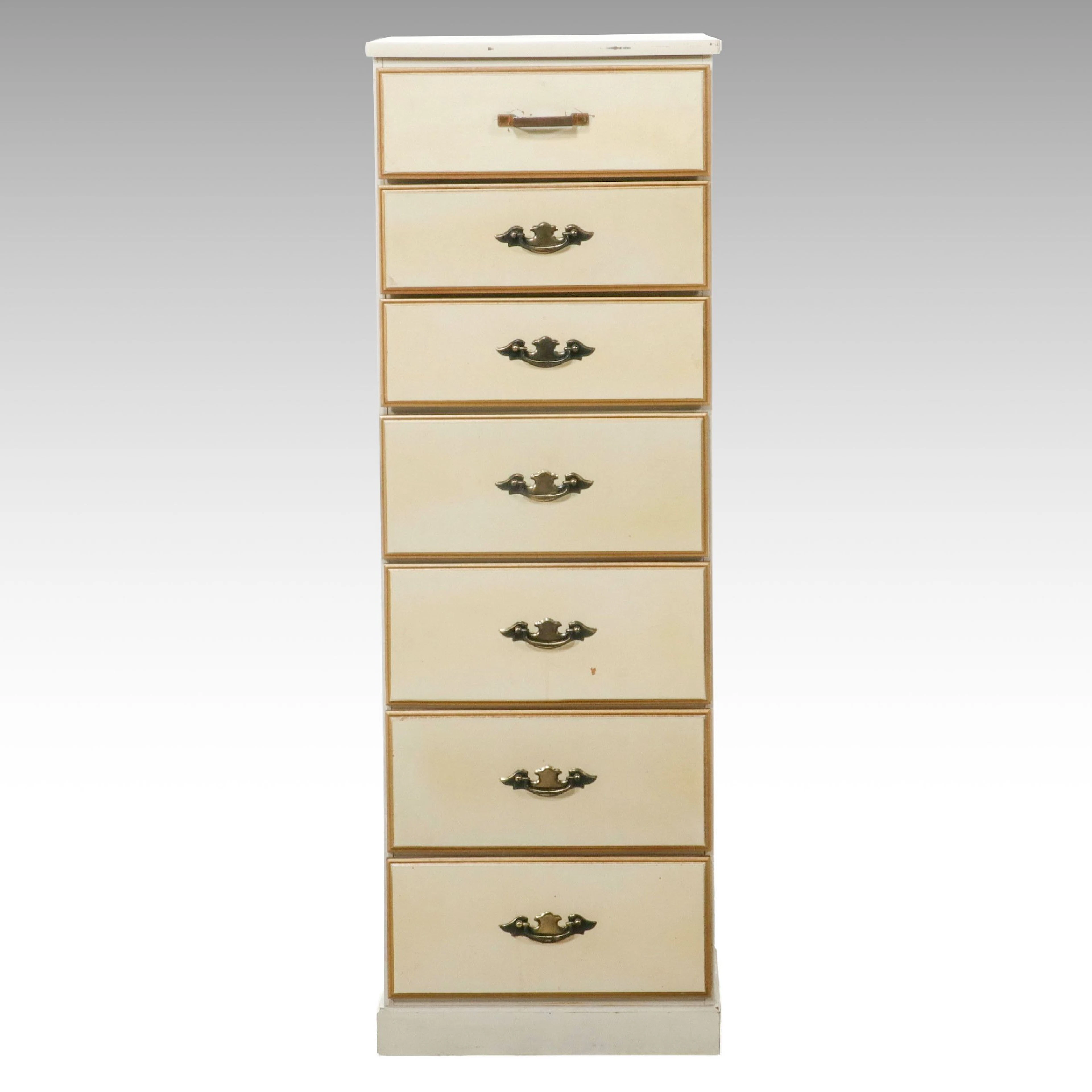 Colonial Revival Style Painted Wood Seven-Drawer Semainier, Mid-20th Century