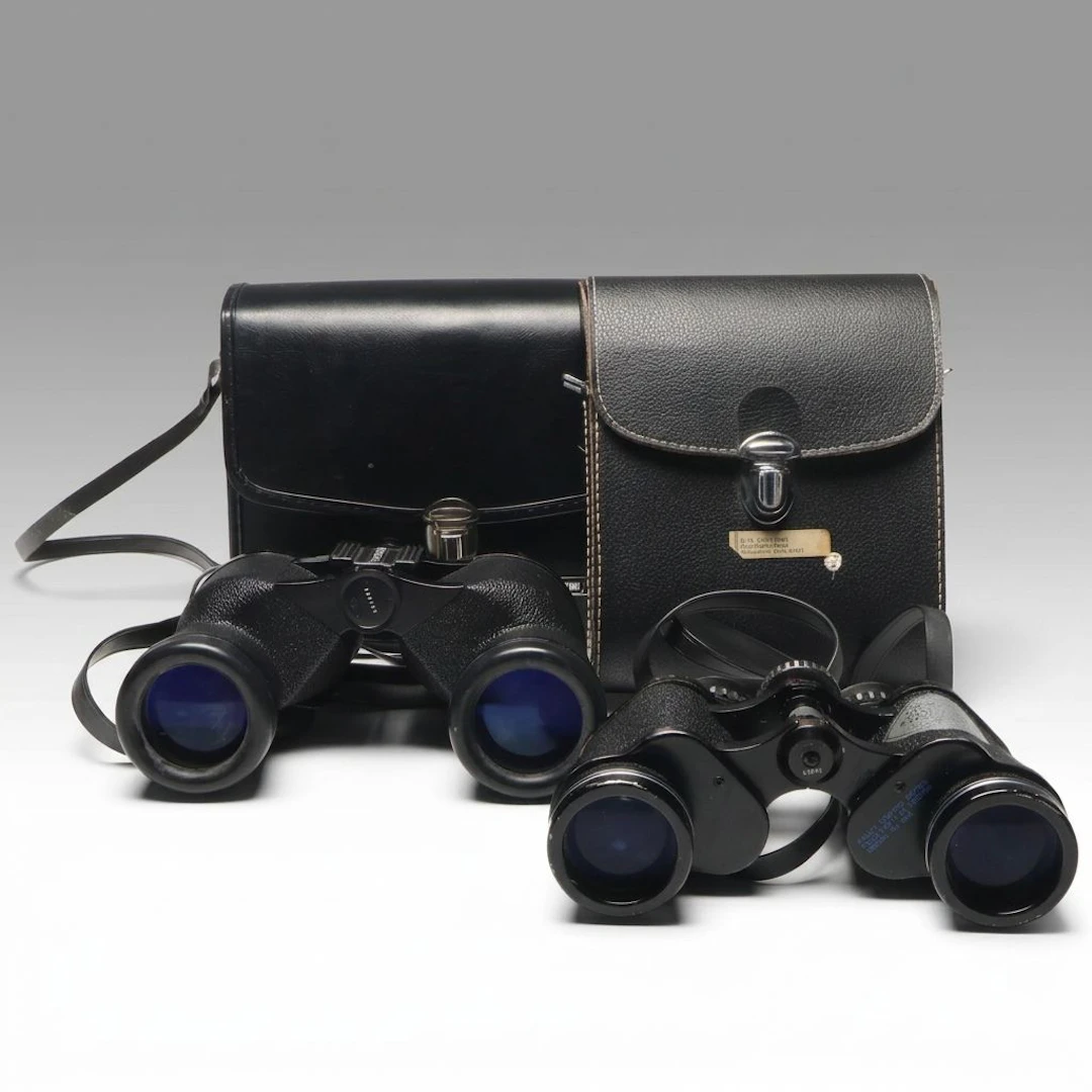 Empire Model No. 258 and 261 Binoculars with Leather Carrying Bags