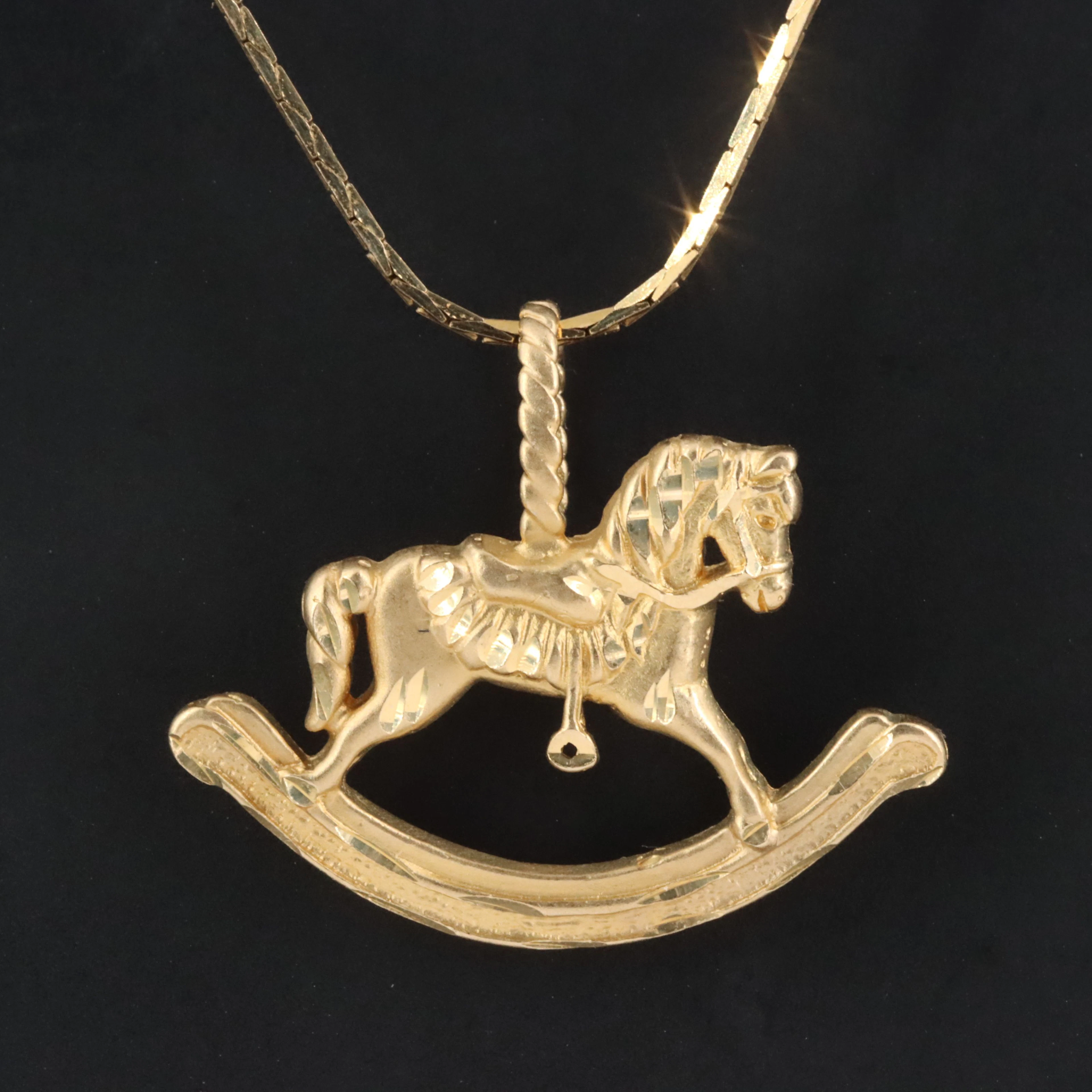 14K Rocking Horse Necklace