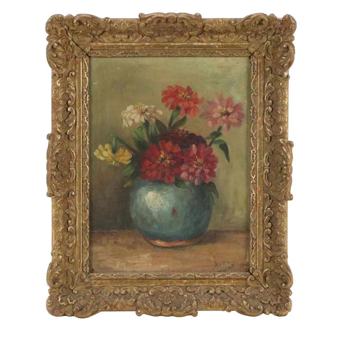 Oil Painting of Flower Still Life, Early to Mid-20th Century
