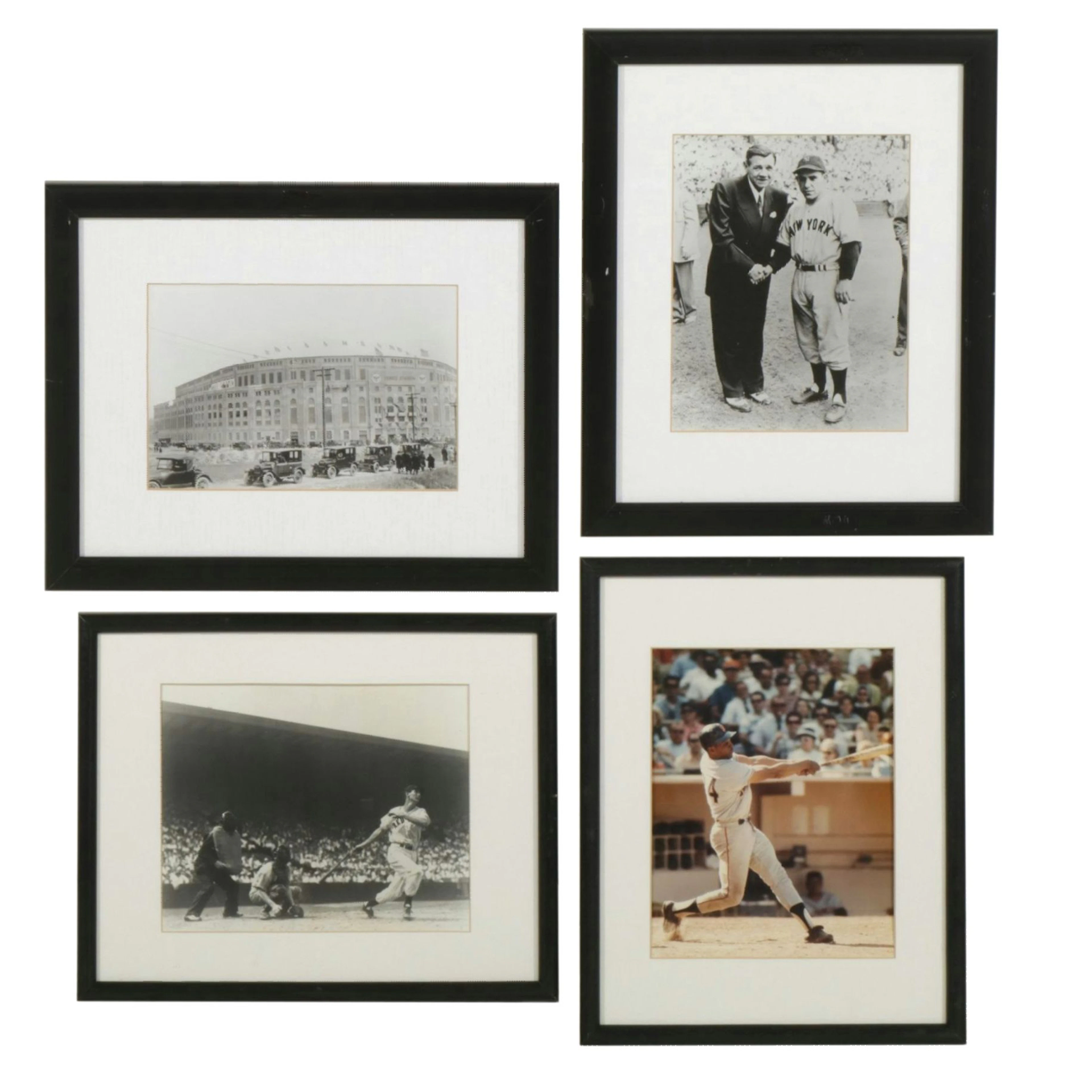 Babe Ruth and Yogi Berra with Willie Mays, Ted Williams & Yankee Stadium Photos