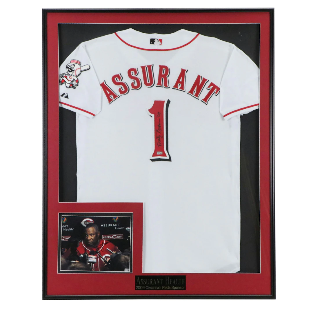 Dusty Baker Framed and Signed Cincinnati Reds Jersey and Signed Photo, 2009