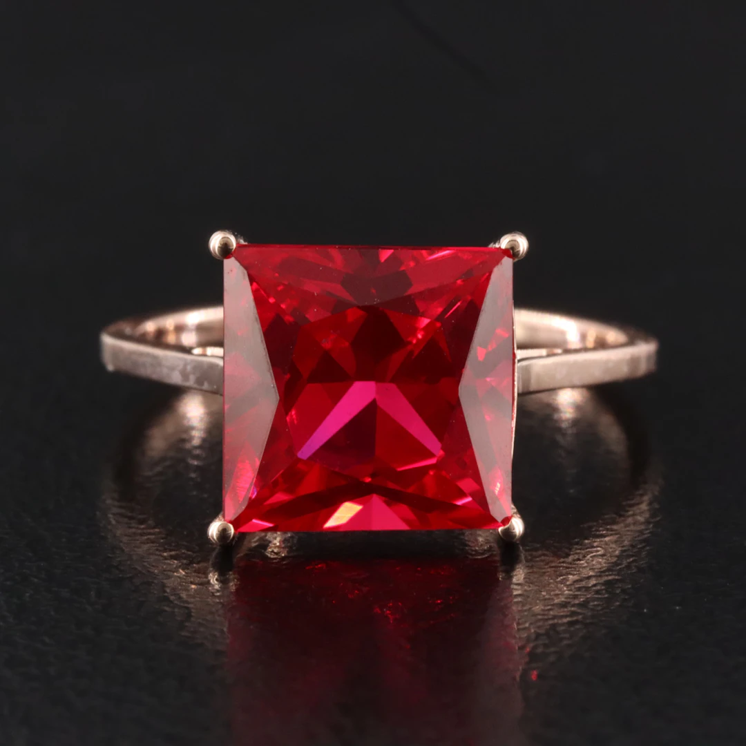 14K Rose Gold Ruby Solitaire Ring