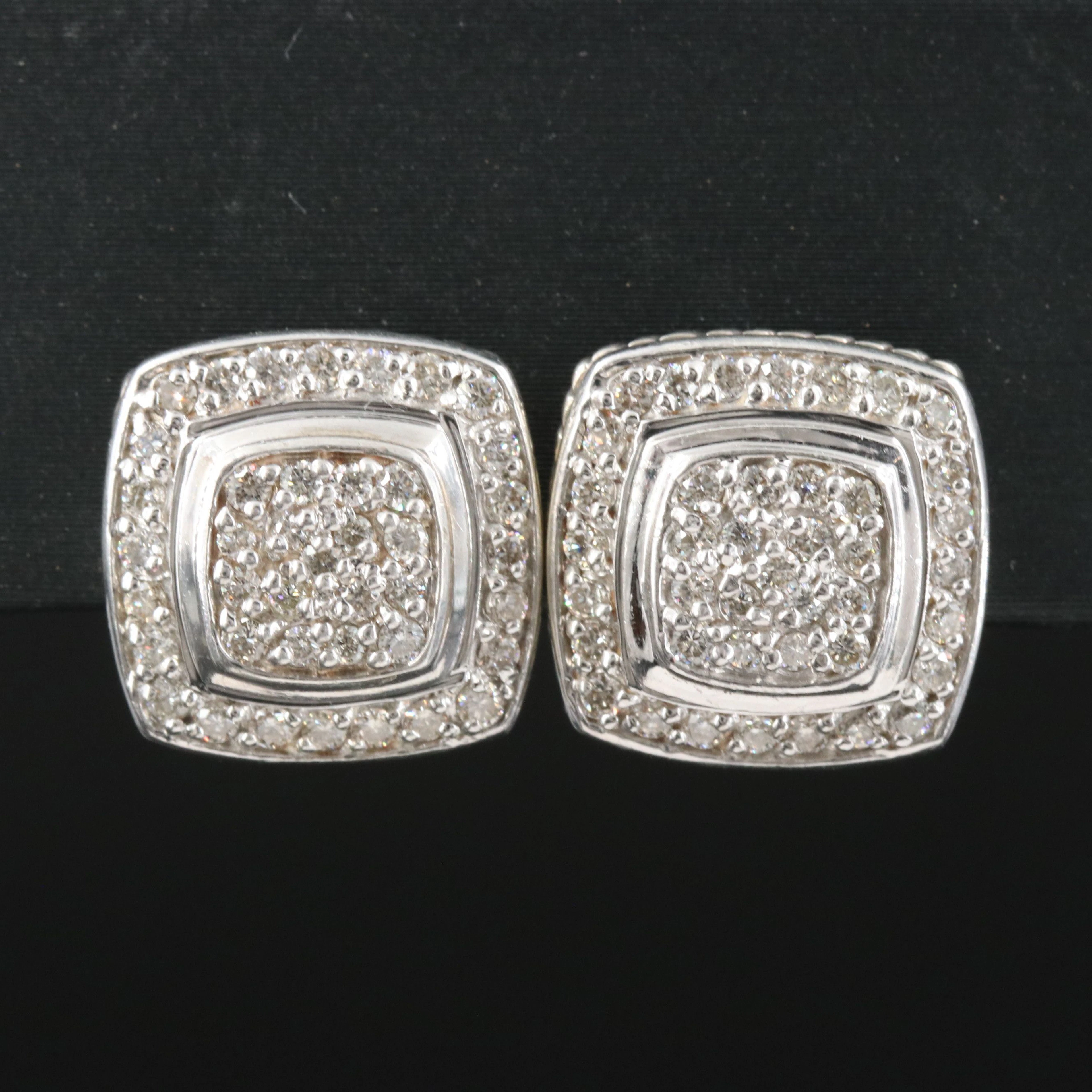 David Yurman Petite Albion Sterling 0.76 CTW Pavé Diamond Earrings