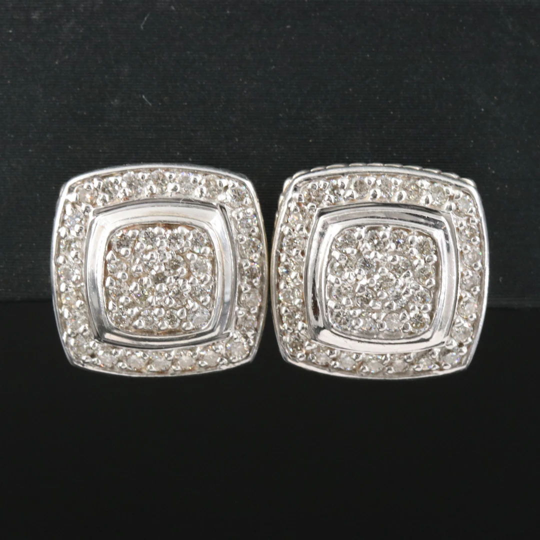 David Yurman Petite Albion Sterling 0.76 CTW Pavé Diamond Earrings