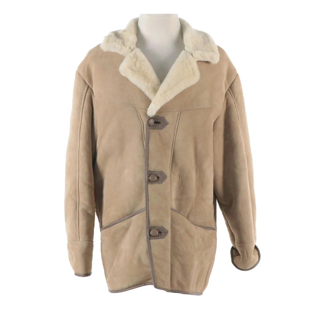 Men's Alpine Wear New Zealand Sheepskin Button-Up Coat