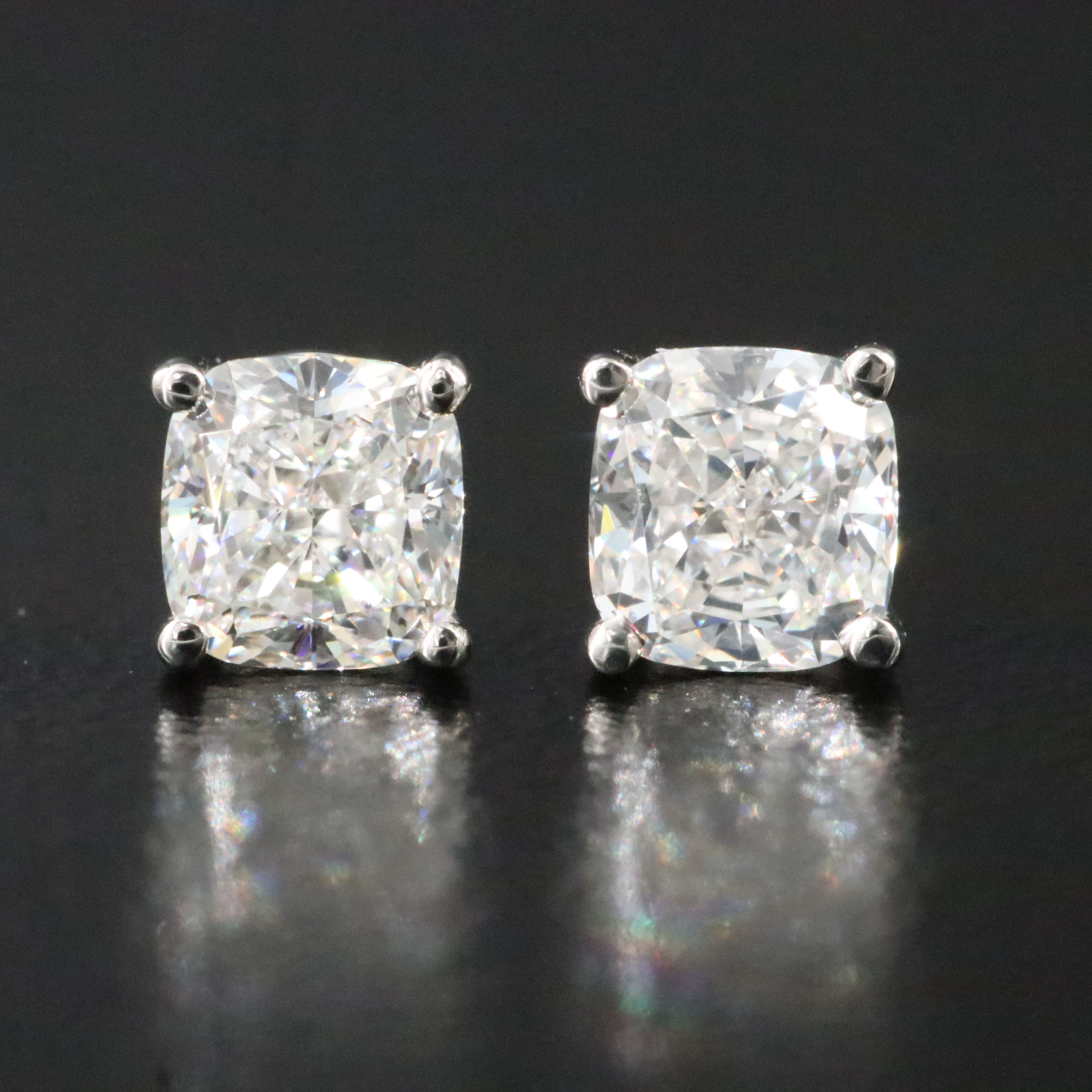 Platinum 1.00 CTW Diamond Stud Earrings with GIA Reports