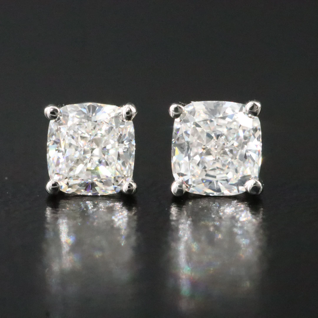 Platinum 1.00 CTW Diamond Stud Earrings with GIA Reports