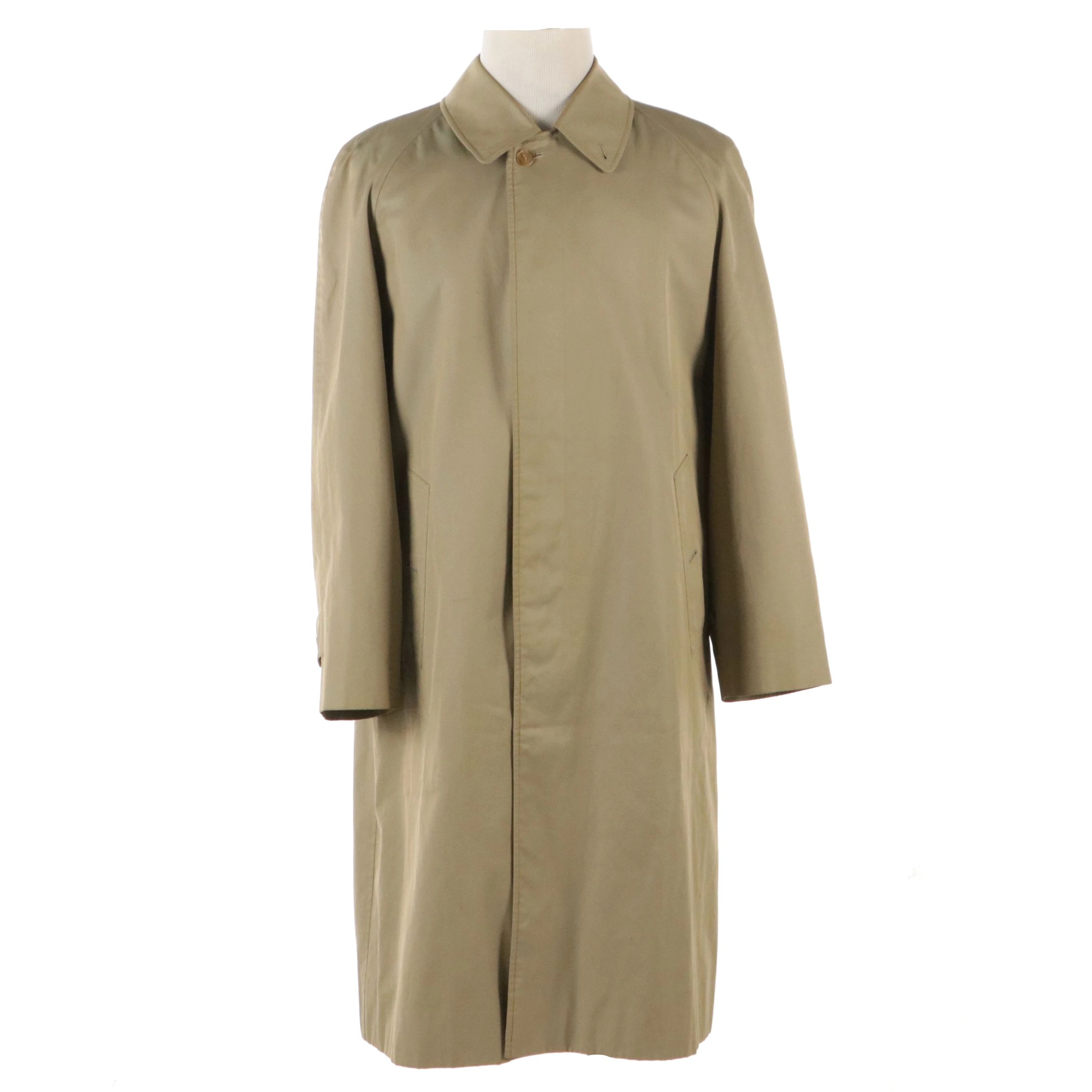 Men's Burberrys Vintage Concealed Button-Front Trench Coat in Khaki Cotton
