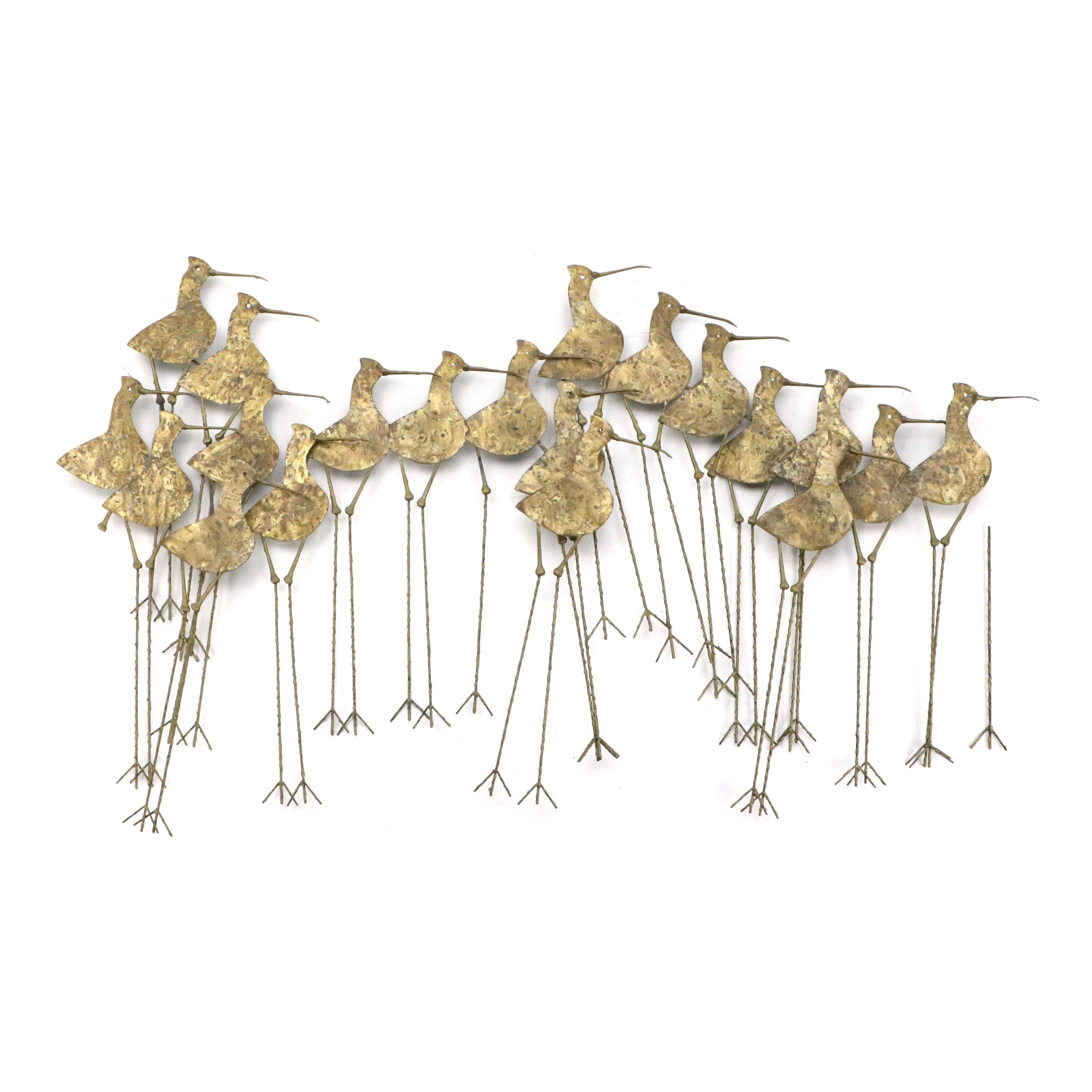 Curtis Jeré Brutalist Metal Shorebirds Sculptural Wall Decor, 1968