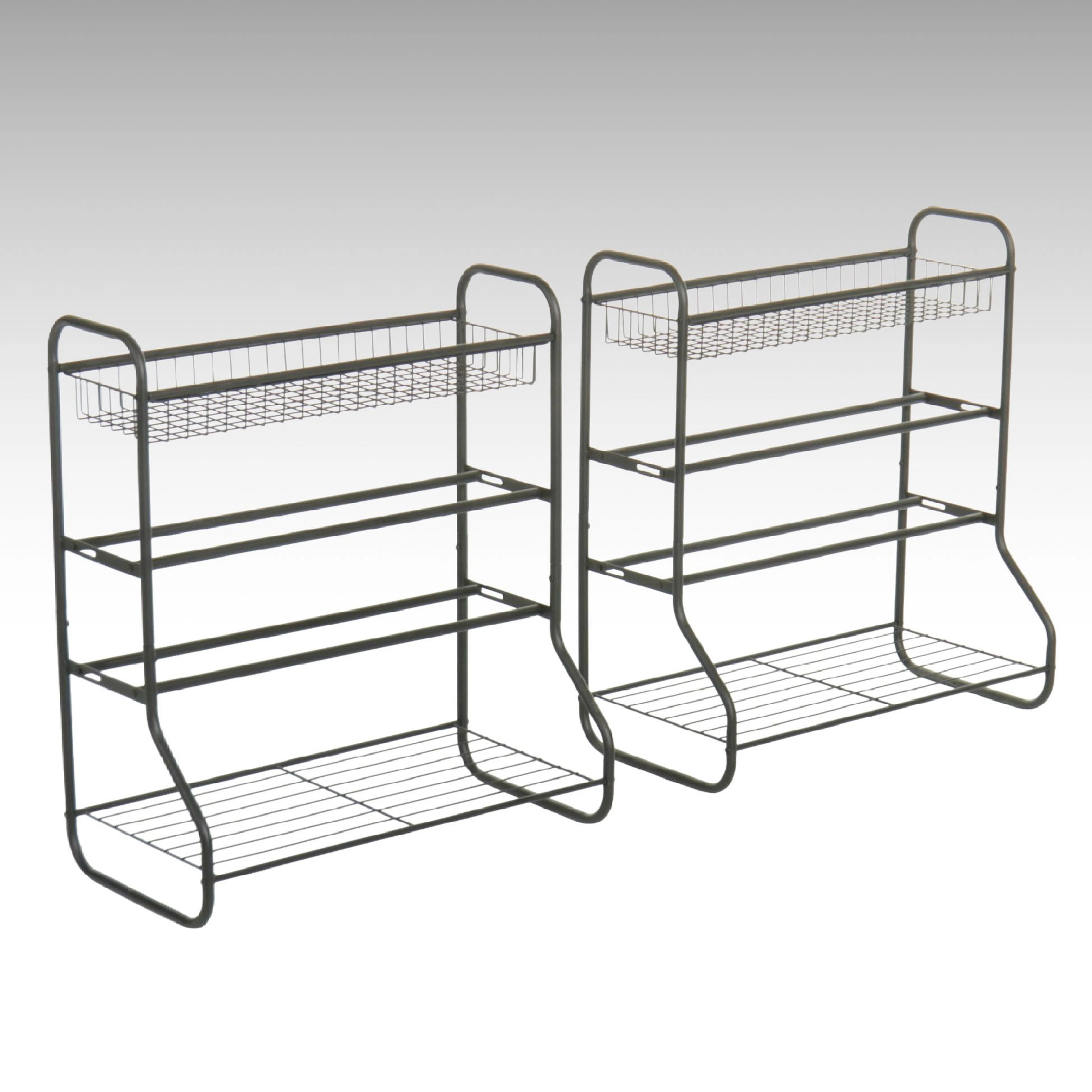 Two Four-Tier Metal Shoe Racks, 21st Century