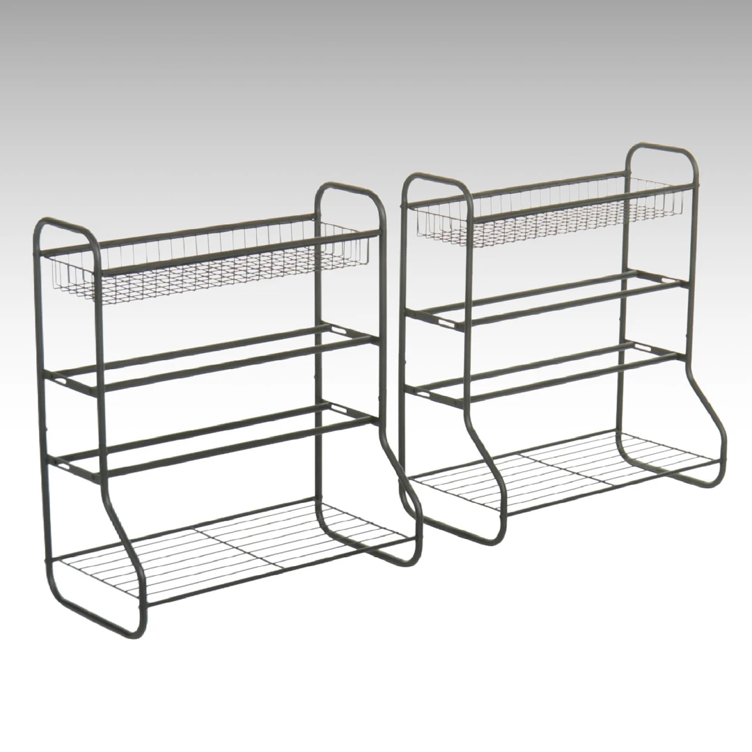 Two Four-Tier Metal Shoe Racks, 21st Century