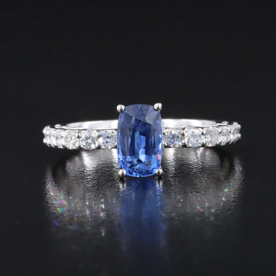 14K 1.53 CT Ceylon Sapphire and 0.55 CTW Diamond Ring with GIA Report