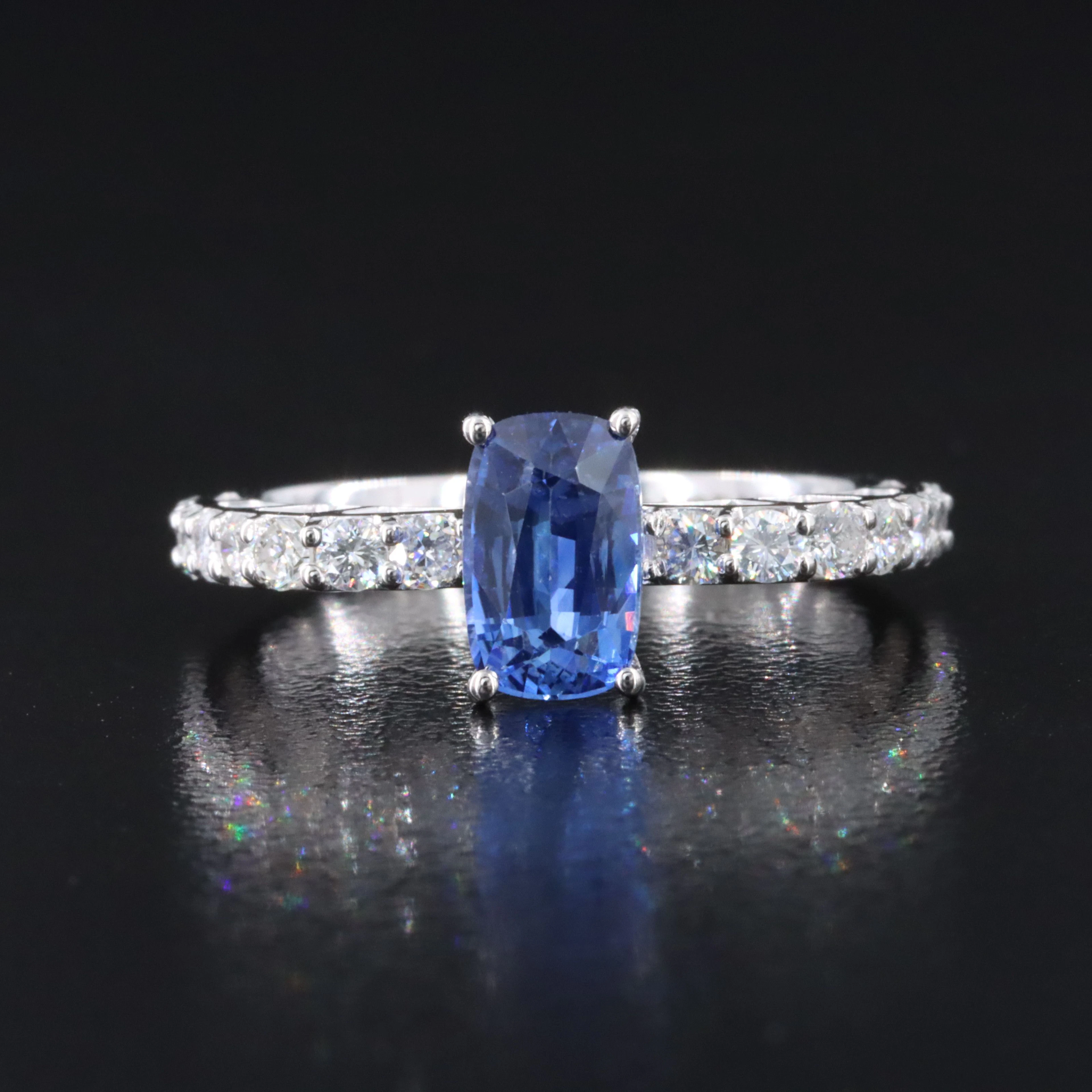 14K 1.53 CT Ceylon Sapphire and 0.55 CTW Diamond Ring with GIA Report